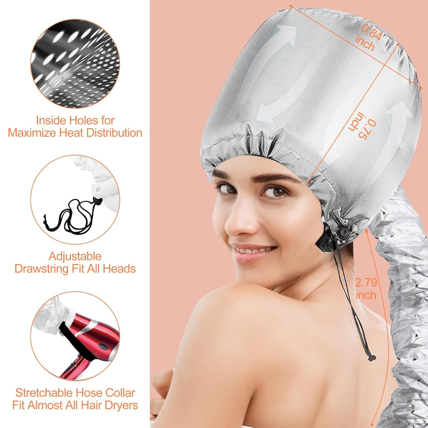 42 Pcs 7 Flexible Rods Heatless Curlers 3 In 1 Set Gray