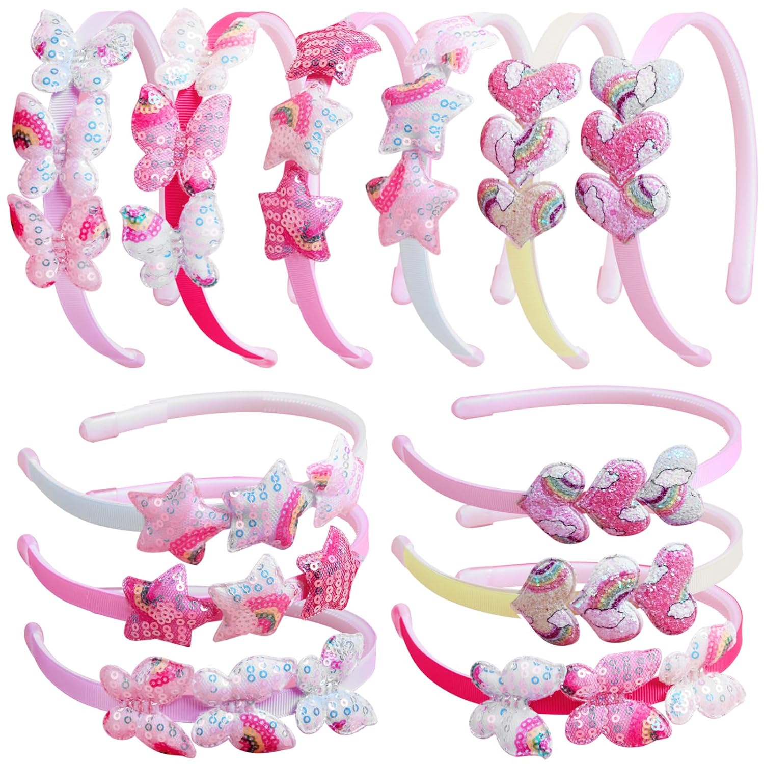 Fishdown Glitter Girls Headbands with Teeth 6 PCS