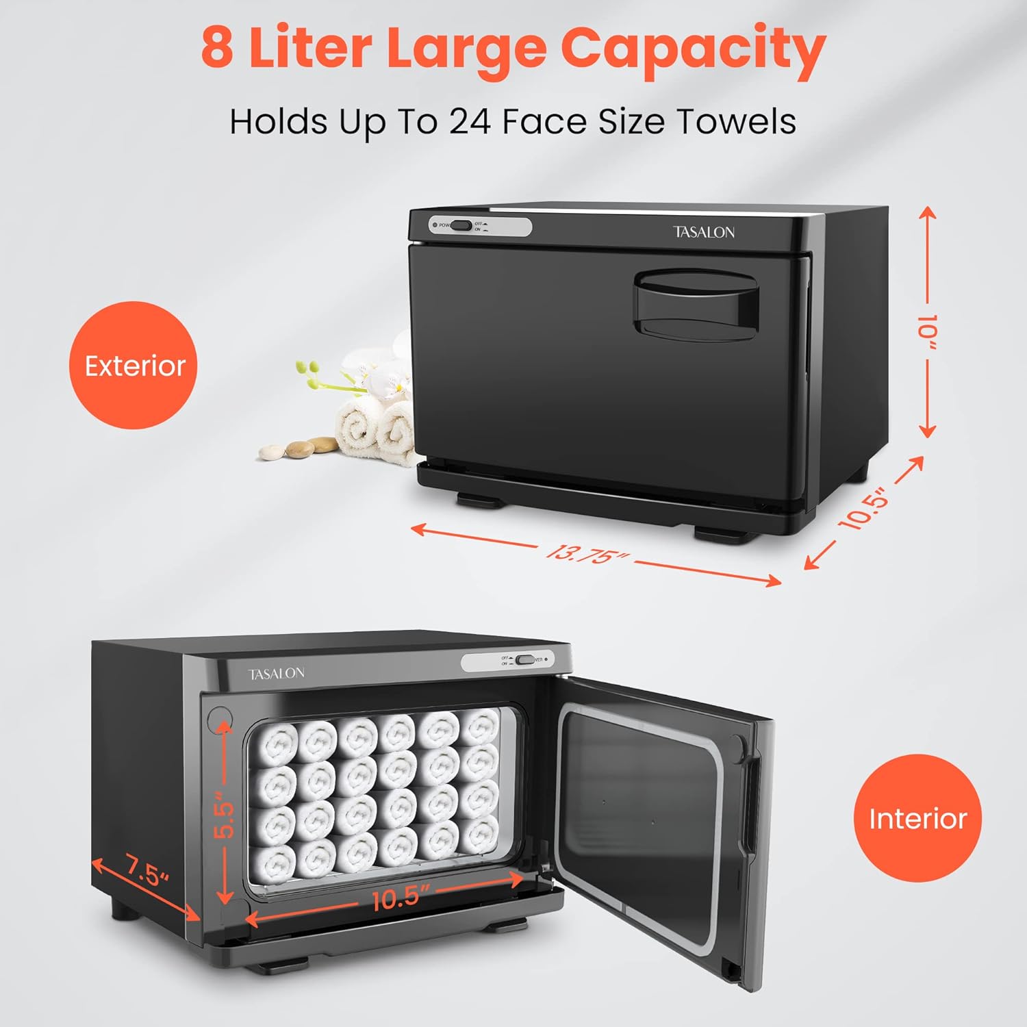 TASALON Hot Towel Warmer Cabinet 8L - Black