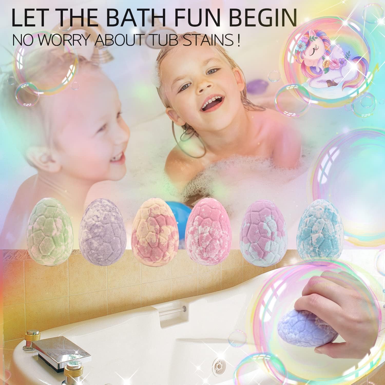 Unicorn Bubble Bath Bombs with Toys Inside