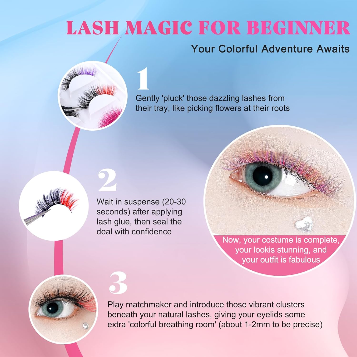 Halloween Colored Eyelashes 5 Pairs Faux Mink