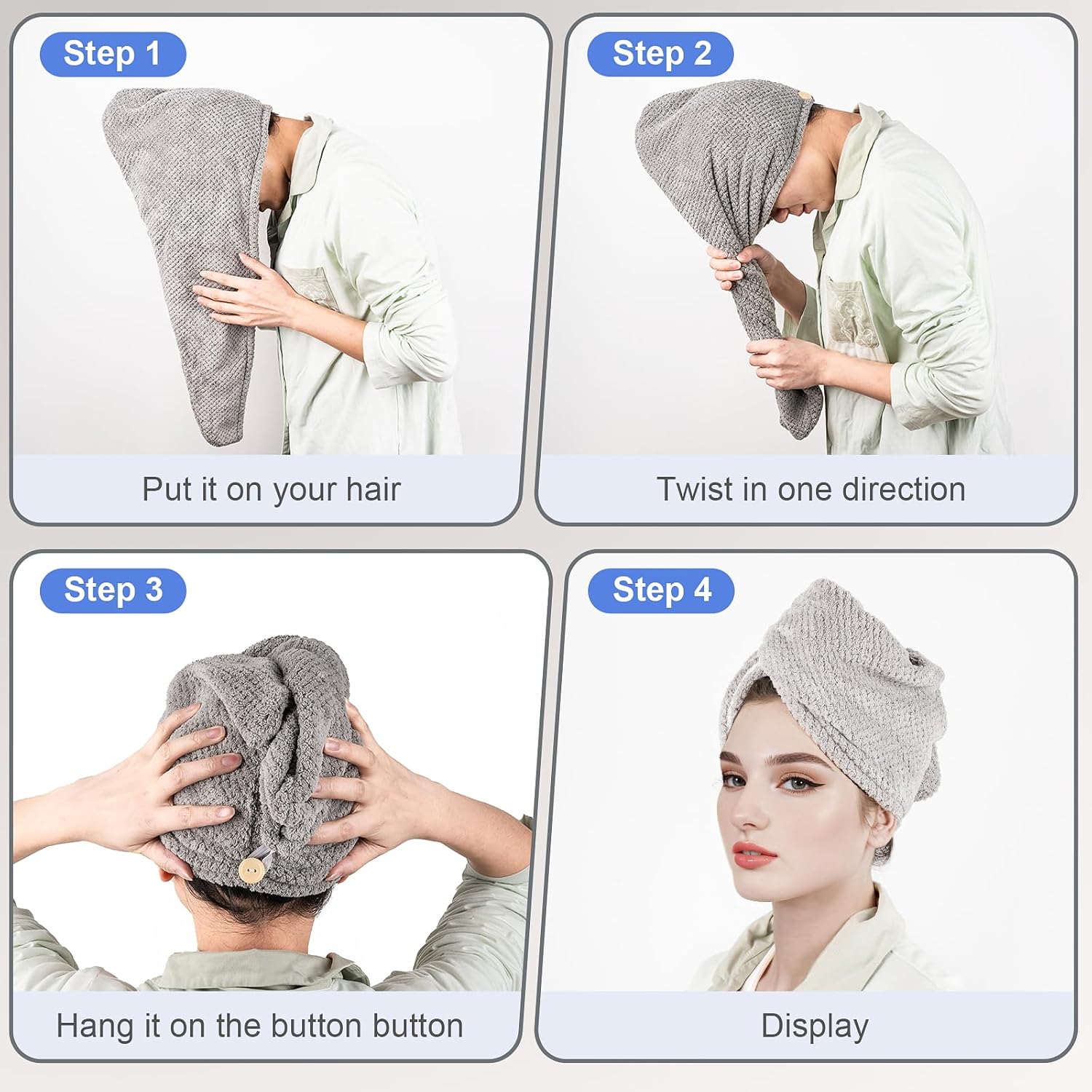 5 Pack Microfiber Hair Towels for Women