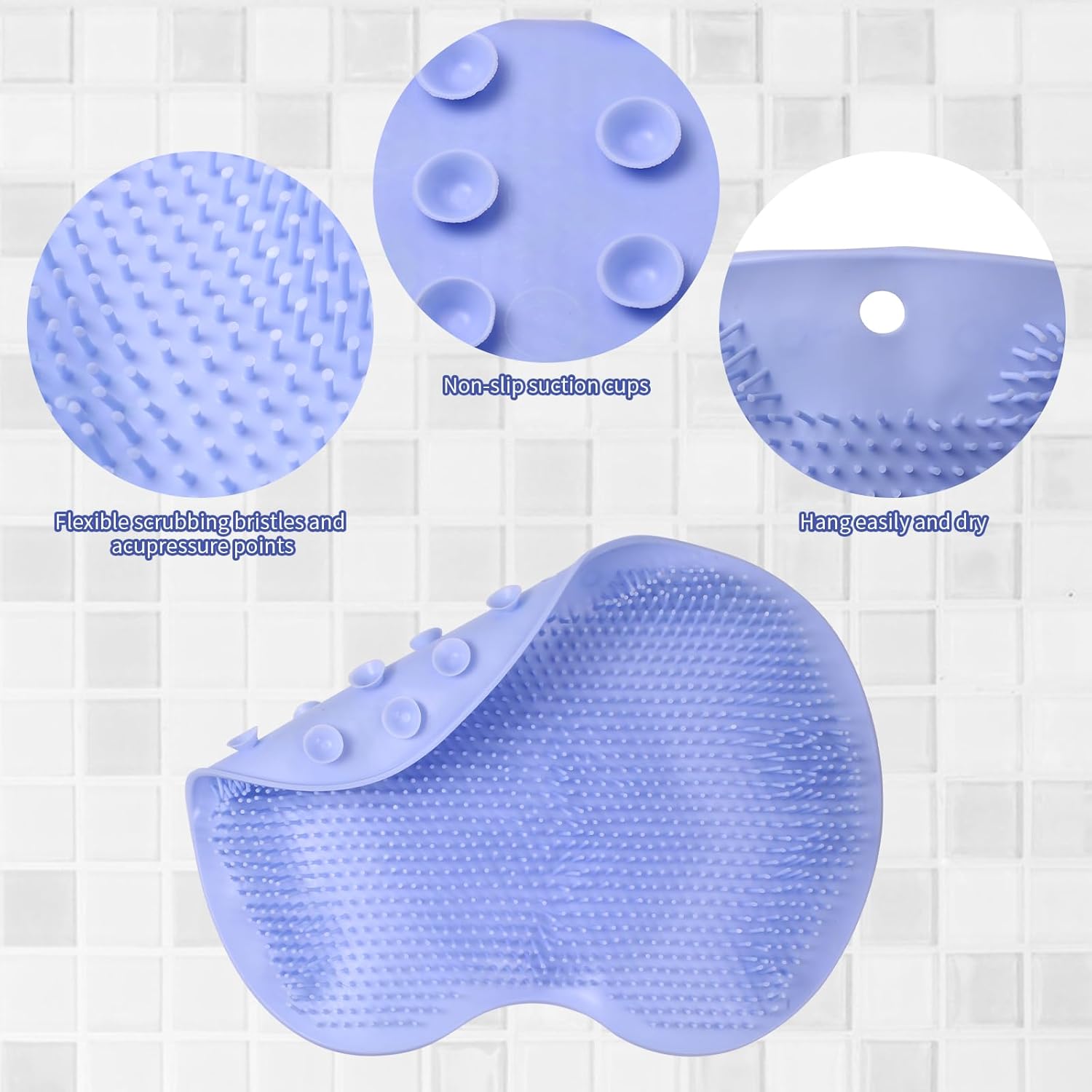 2PACK Shower Foot Scrubber Mat with Non-Slip Suction Cups