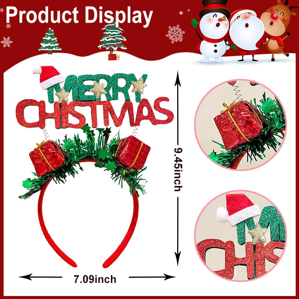 Christmas Headband for Women - Green Glitter Hair Hoop