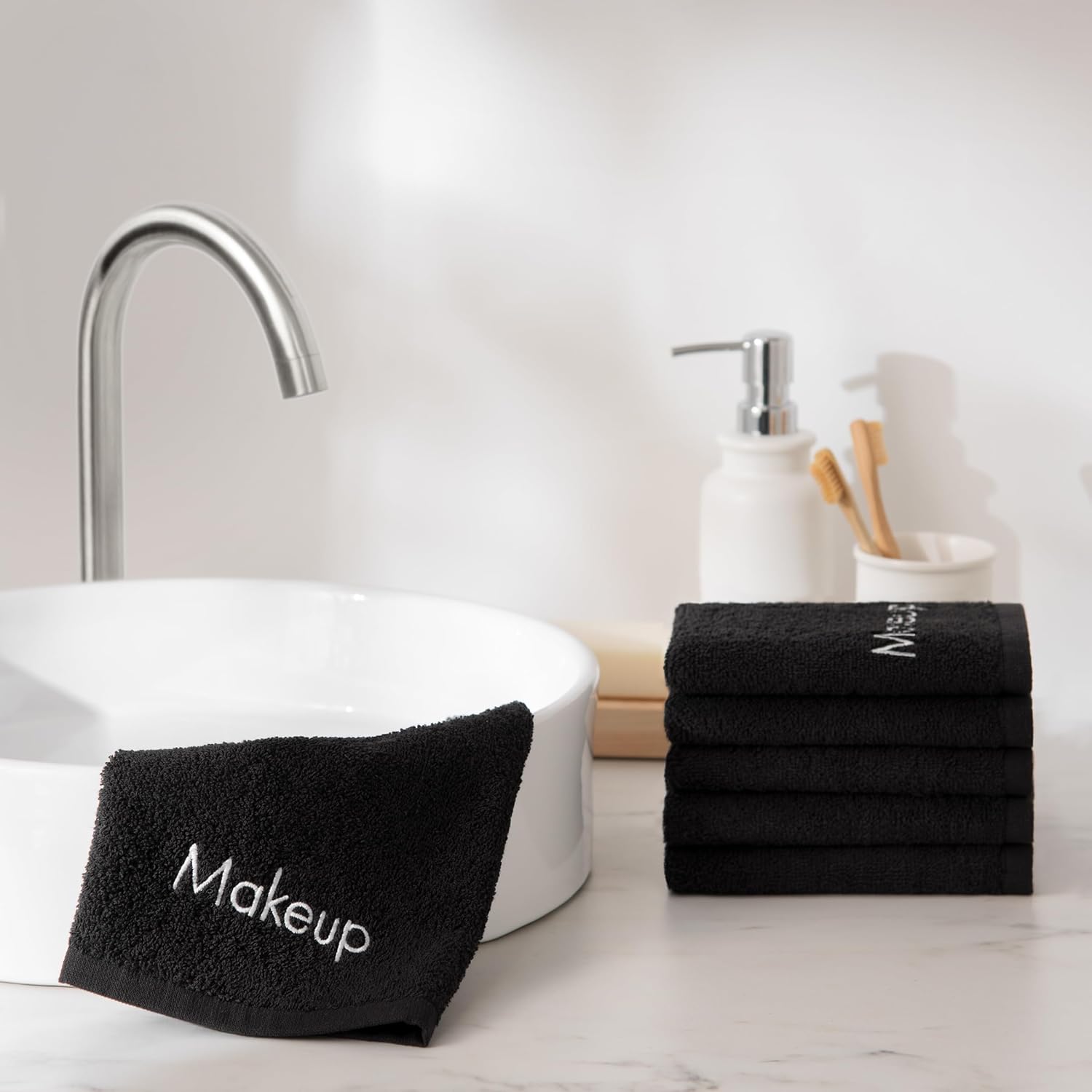 Arkwright Makeup Towels - Pack of 6 - 13x13 in Black