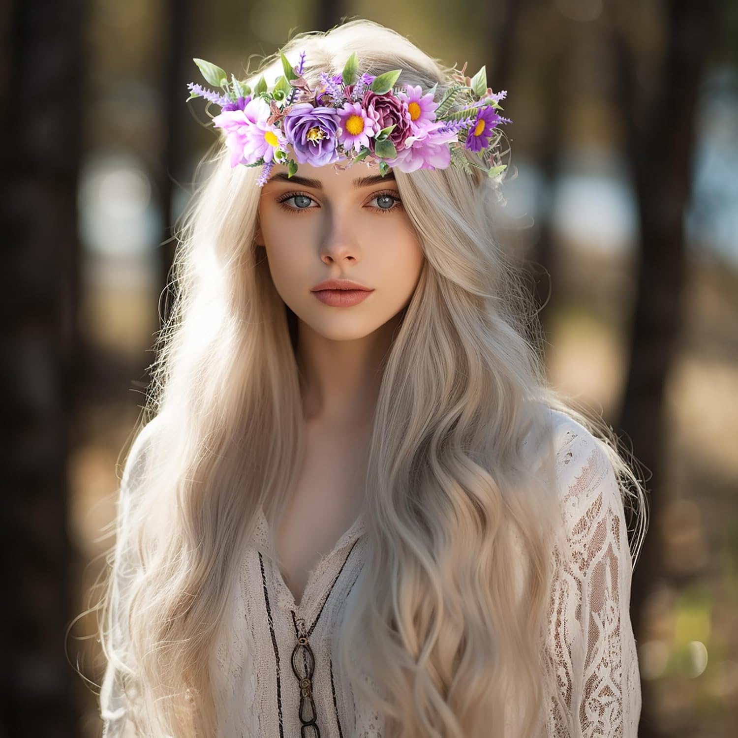Vivivalue Purple Fairy Floral Crown Headband 1