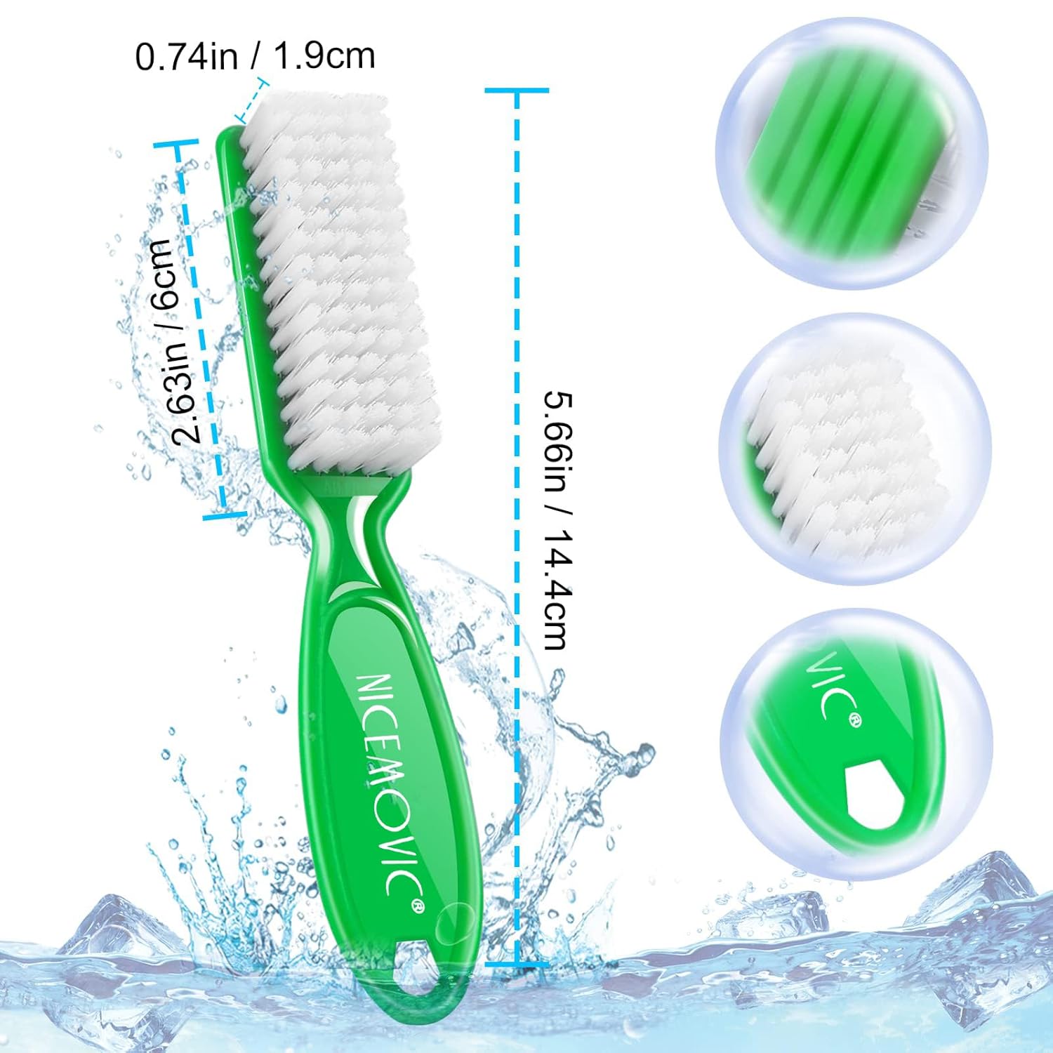 NICEMOVIC 10 Pcs Handle Grip Nail Brush Kit
