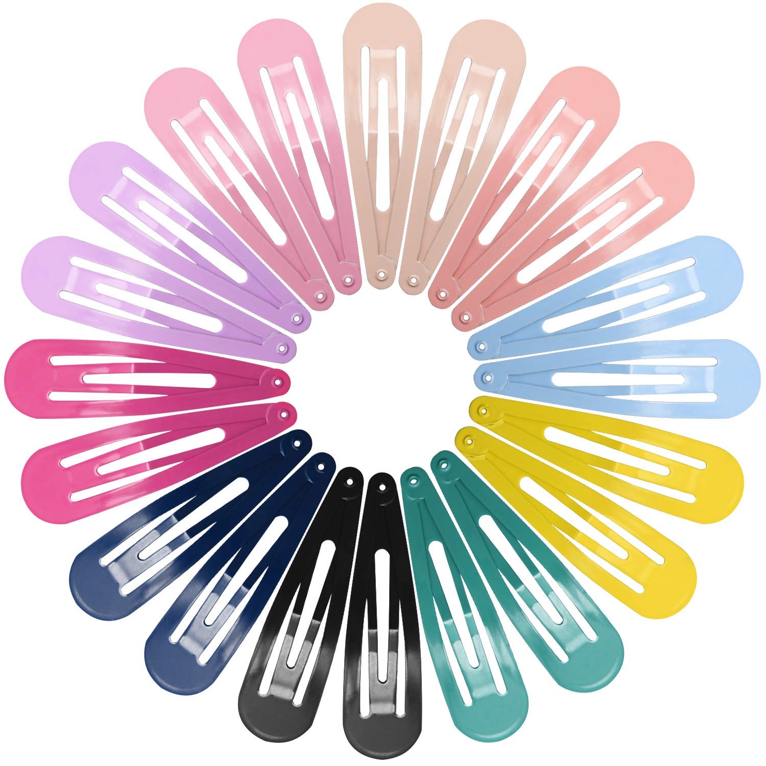 Funtopia 40 Pcs Snap Hair Clips No Slip Metal