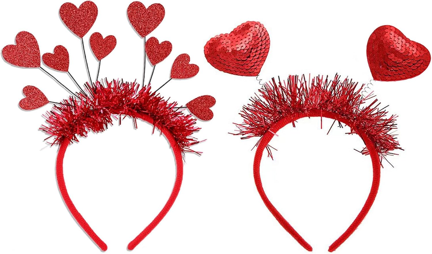 HIPIHOM 2PCS Red Heart Headband Set for Valentines Day