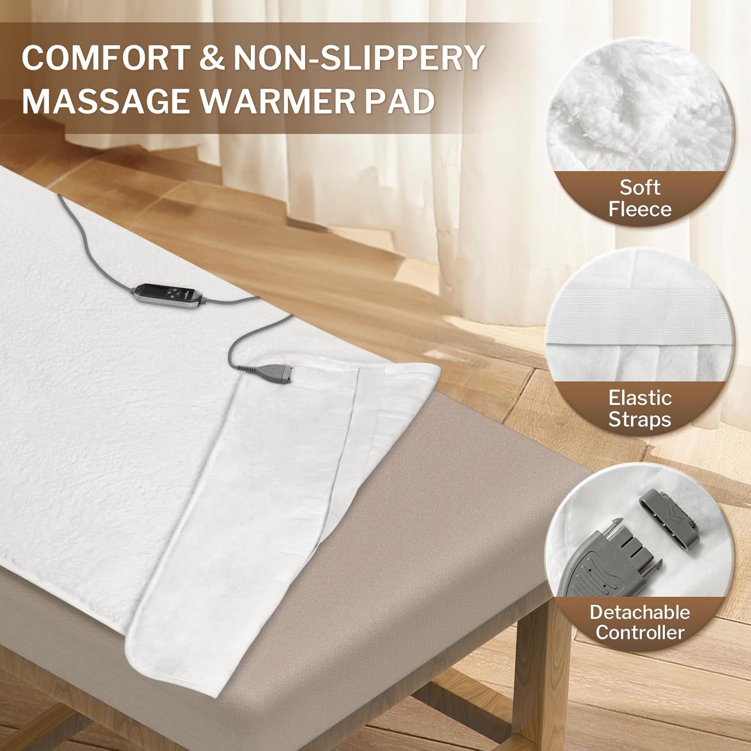 HOMLYNS LuxeHeat Massage Table Warmer with 10 Heat Settings