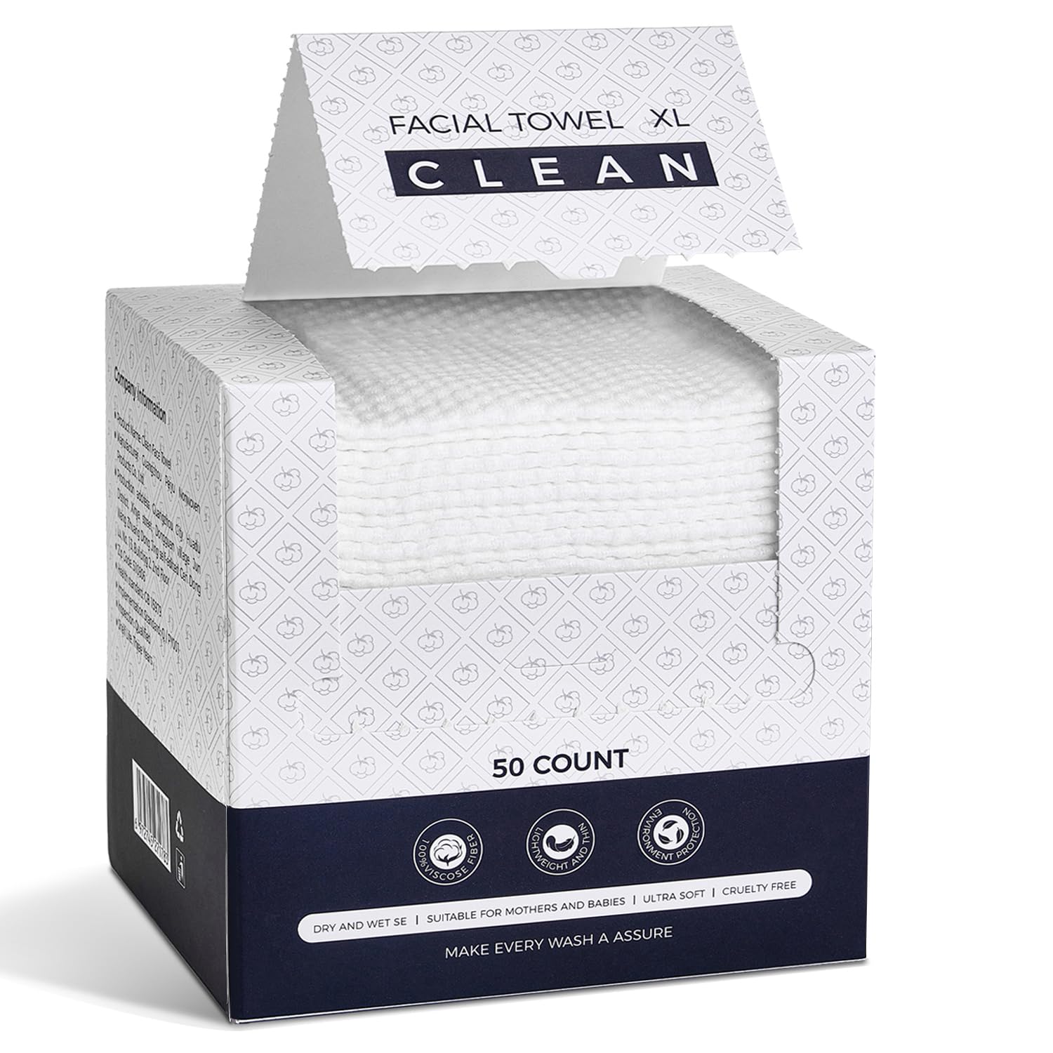 PUPUPE Viscose Biodegradable Face Towels 50 Count 1