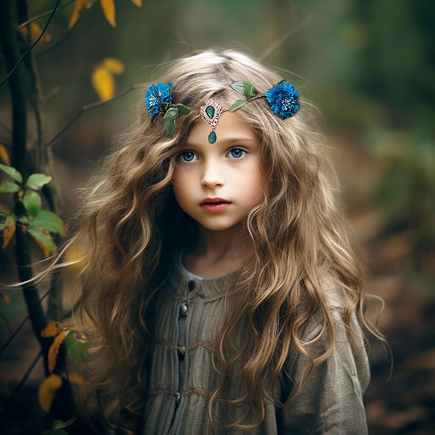 Vivivalue Blue Elf Crown Headpiece for Women Girls