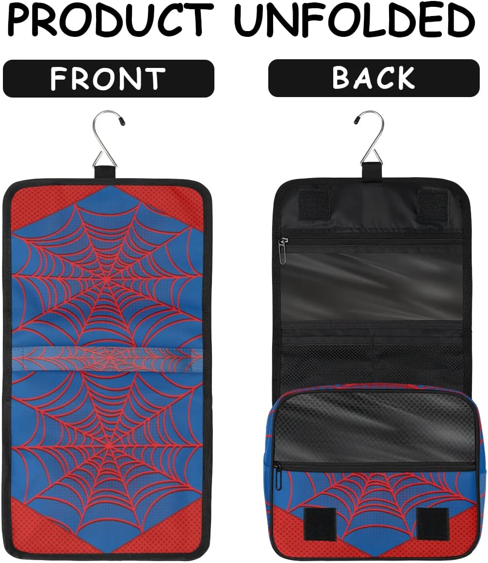 Blue Spider Web Travel Toiletry Bag for Boys Men