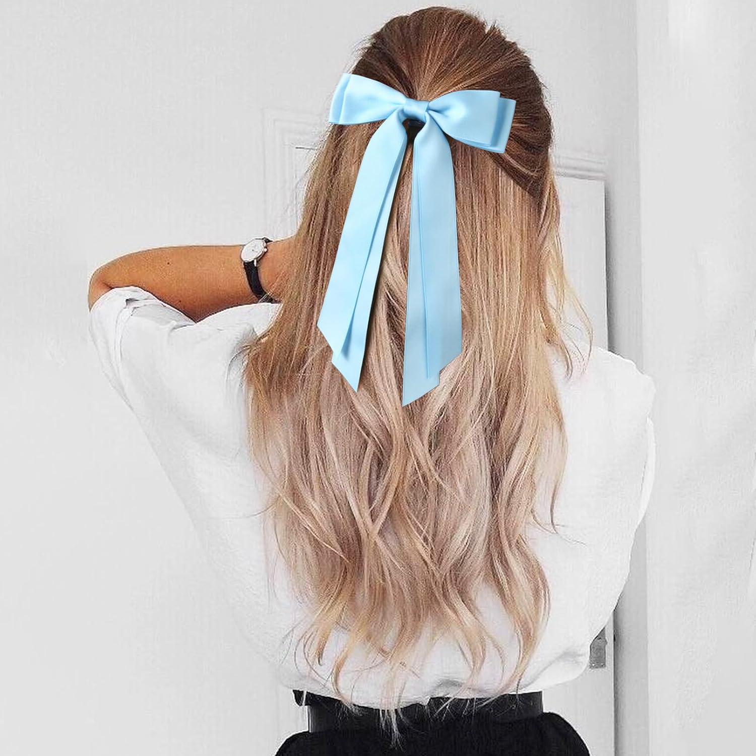 Aileam 2PCS Silky Satin Hair Bows for Girls and Toddlers