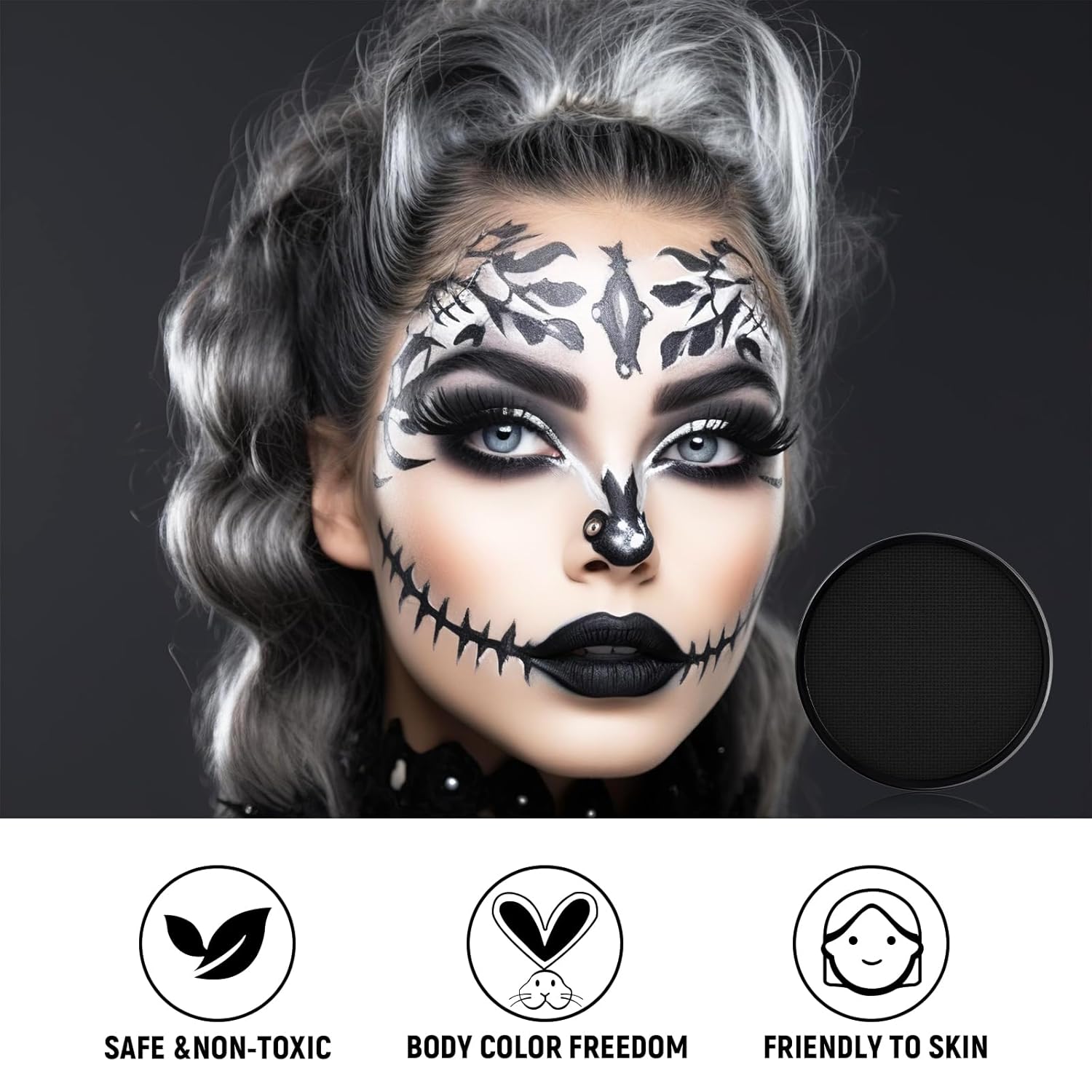 Paezm Black Face Paint Pot - 30g Halloween Makeup