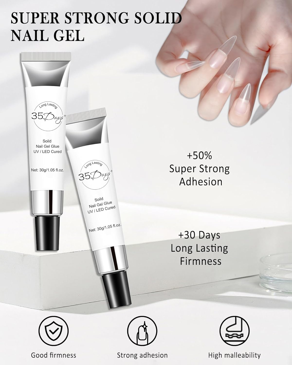 Caedelfly Solid Nail Gel - 30g for Press On Nails and Fake Nails