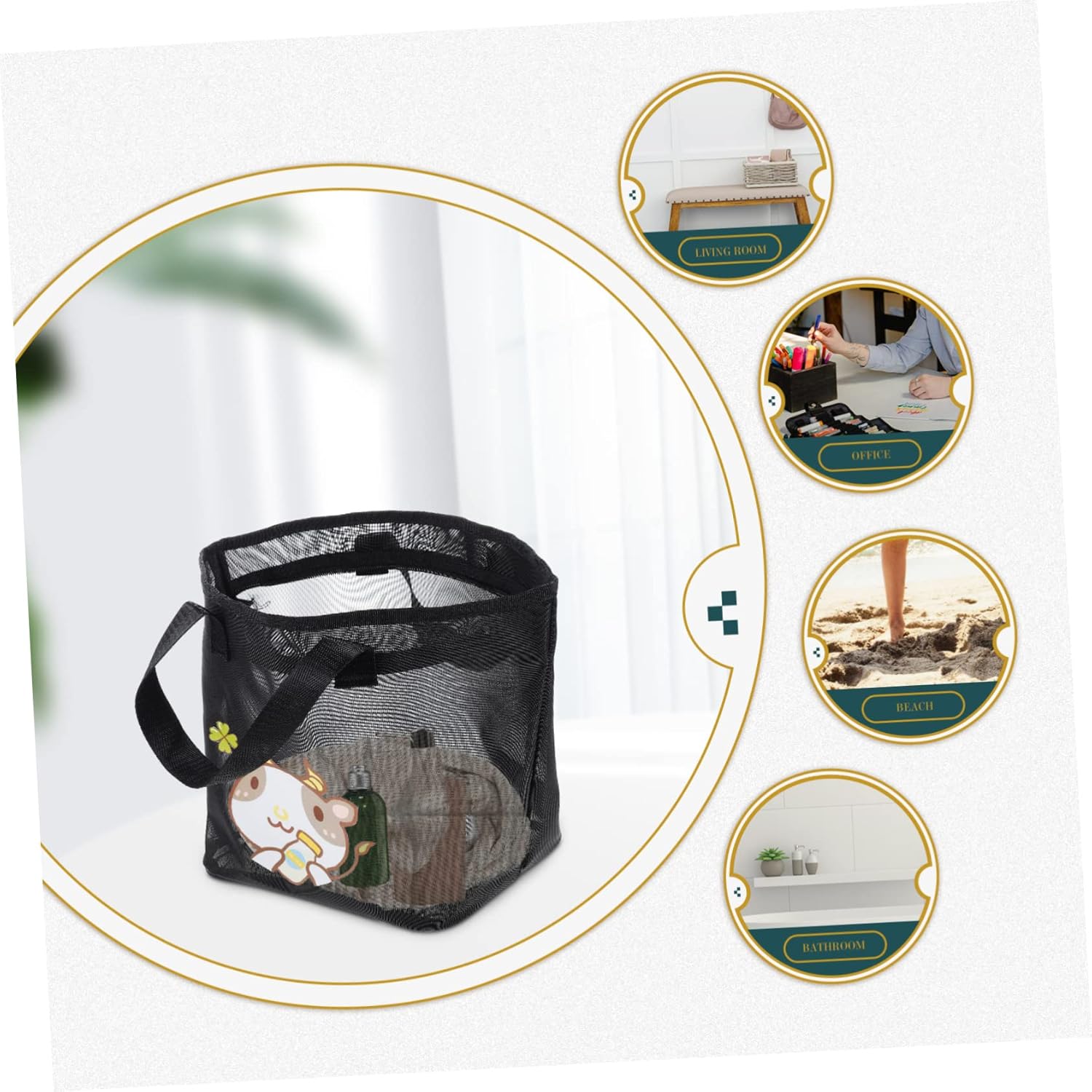 Nylon Mesh Toiletry Bag - Portable Shower Organizer