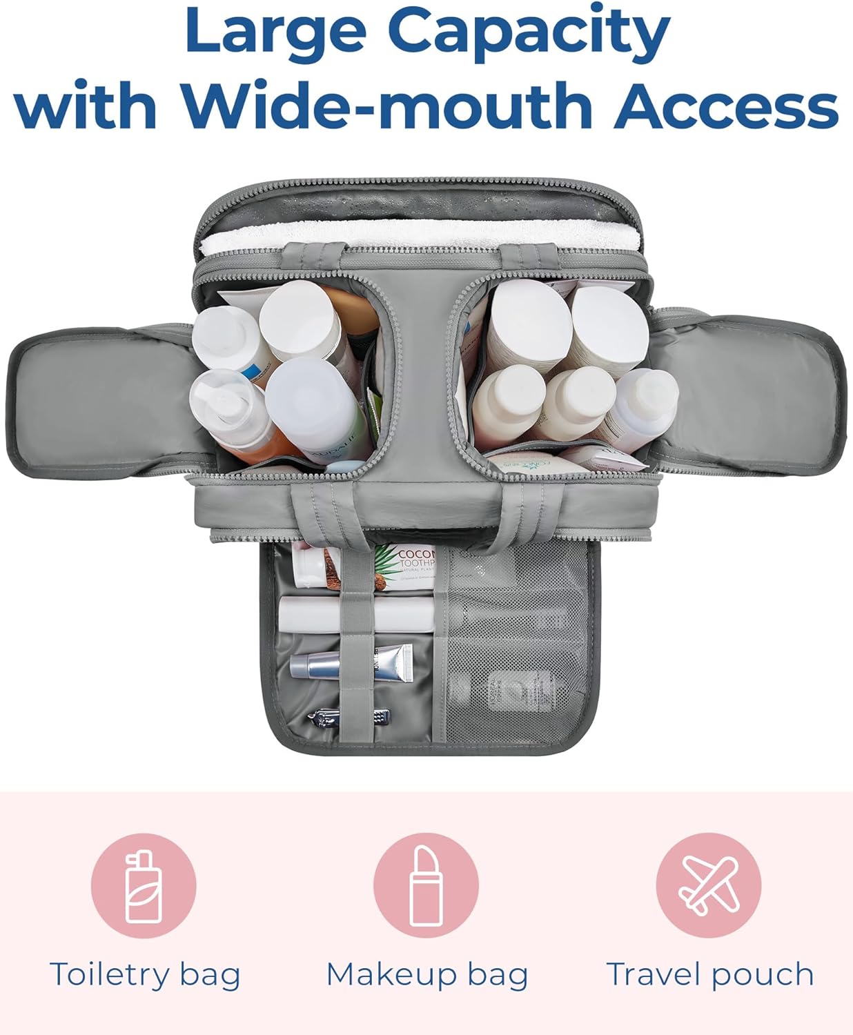 BAGSMART Travel Toiletry Bag Organizer with Handle