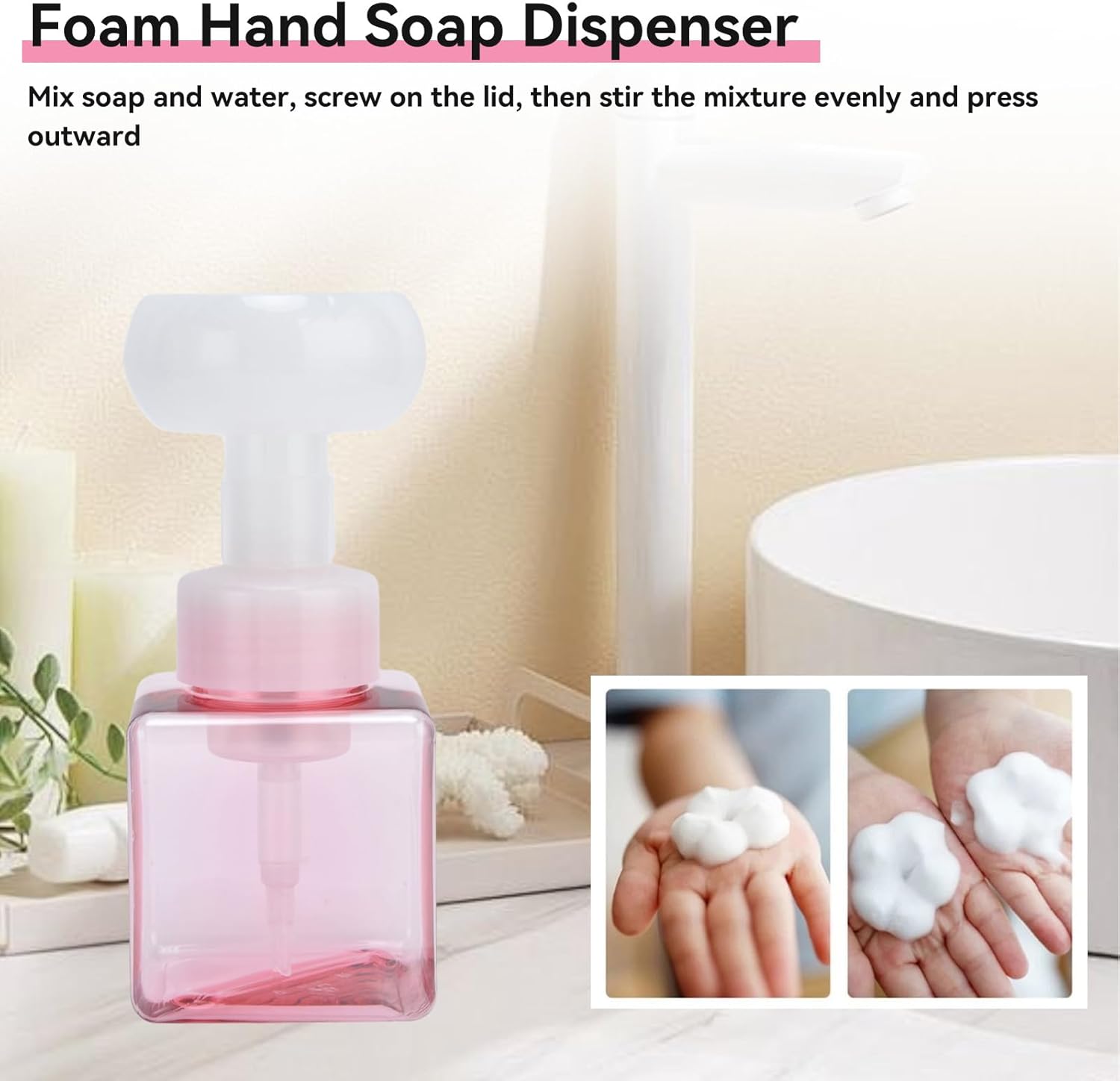 84oz Foaming Soap Dispenser with Cute Flower Shape Design Pink