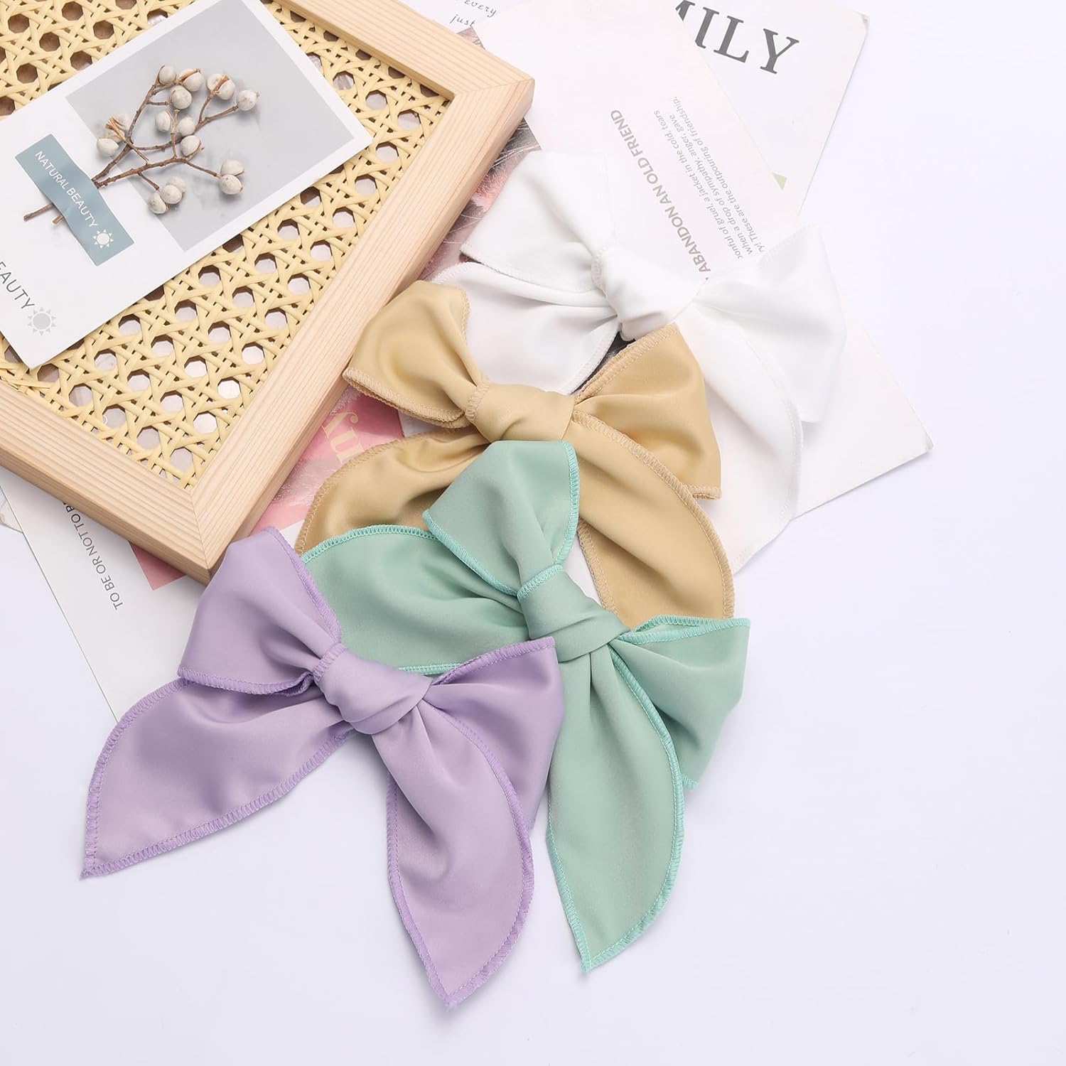TOKUFAGU Pack of 4 Hair Bows for Girls and Kids