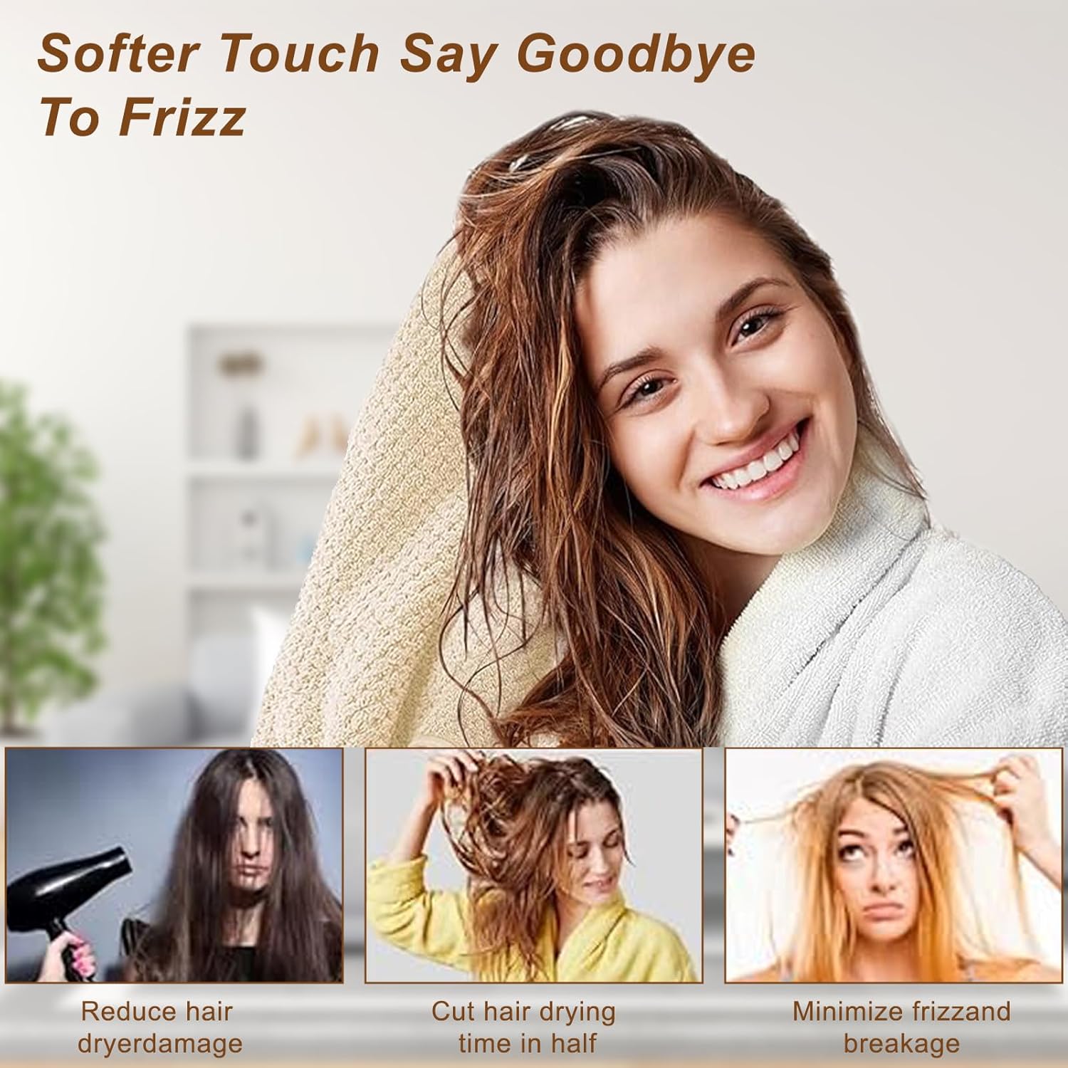 Soft Microfiber Hair Drying Towel 5 Pack for Curly Hair