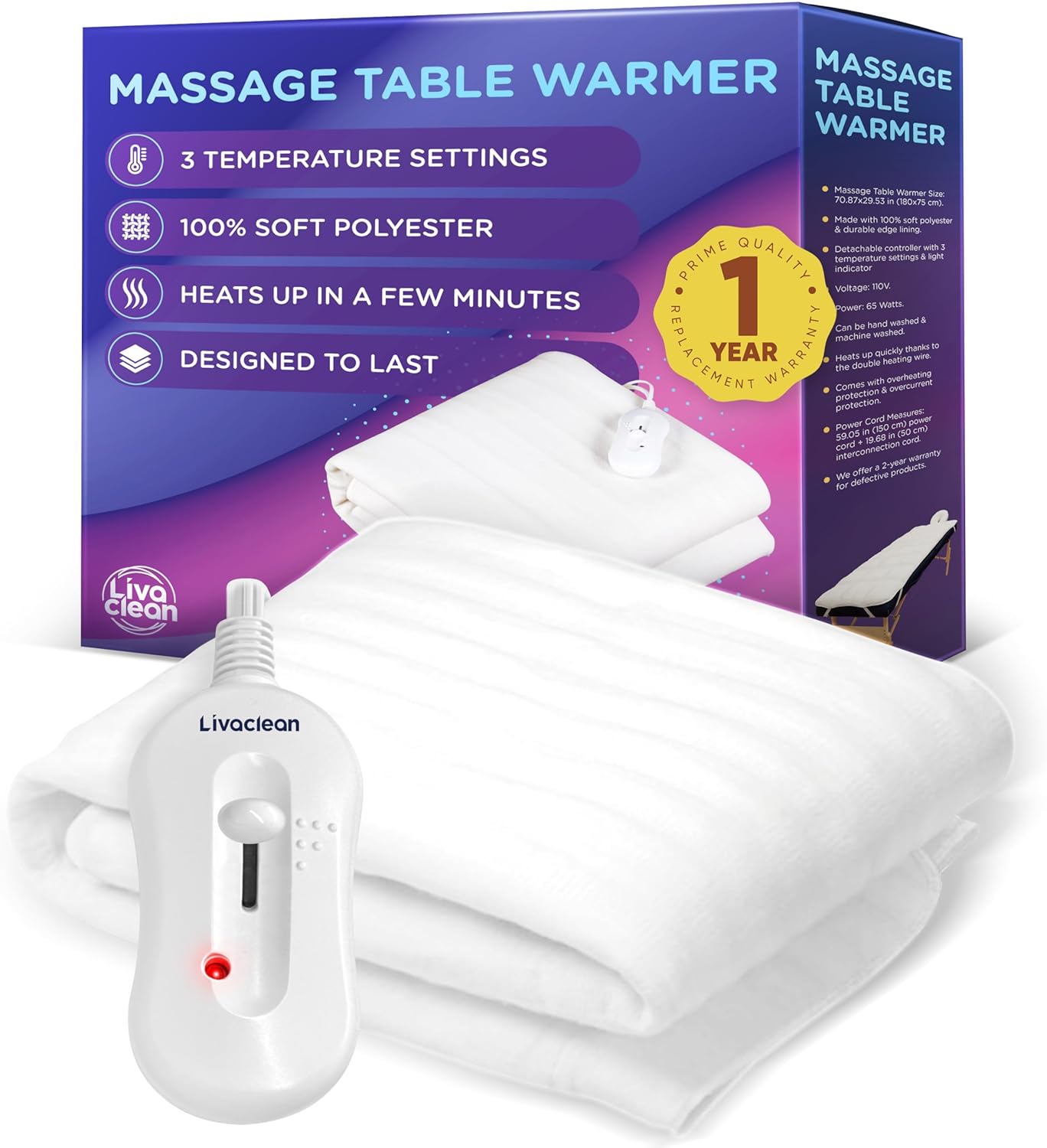 LivaClean Massage Table Warmer with 3 Settings