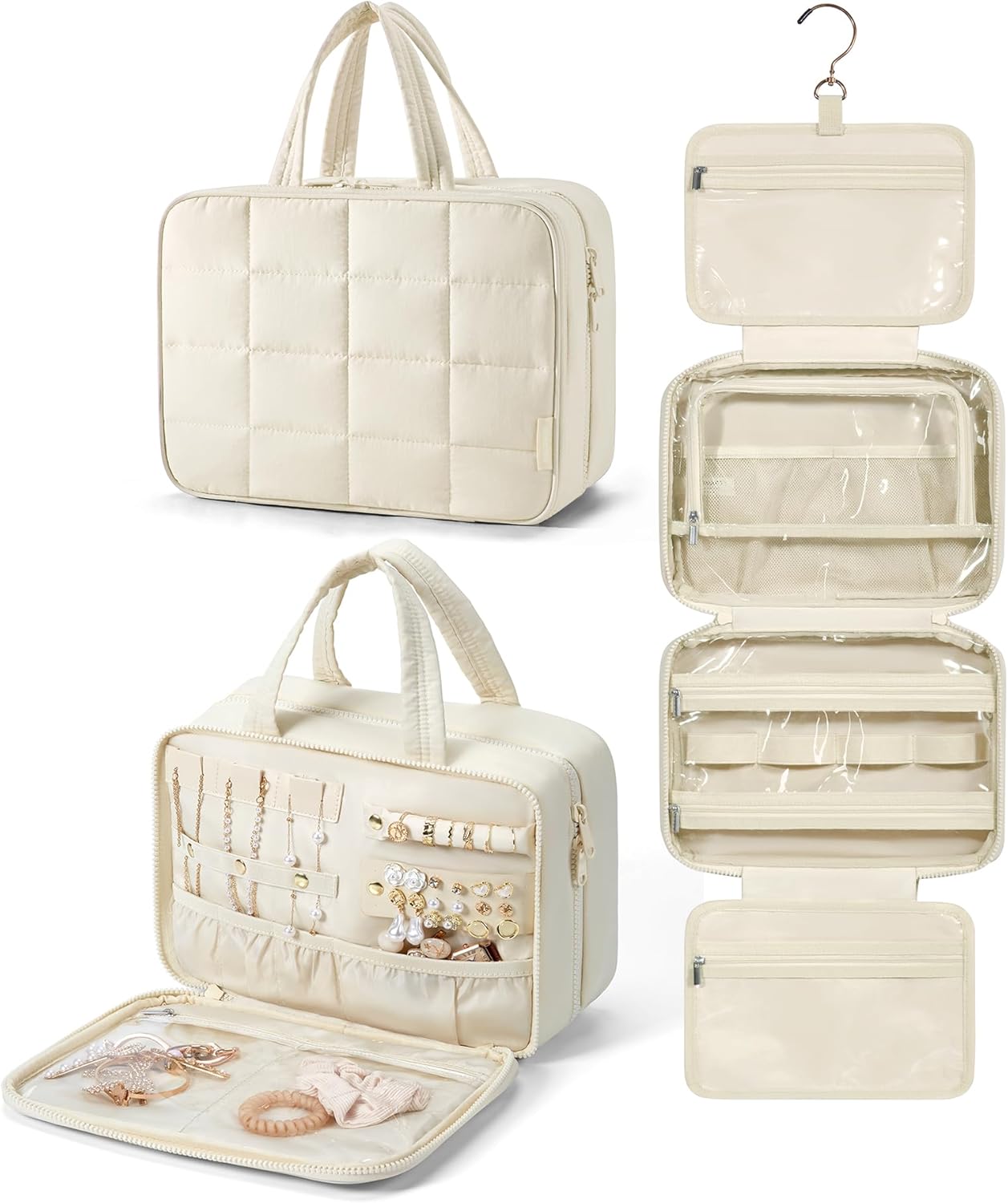 BAGSMART Travel Toiletry Bag with Jewelry Organizer