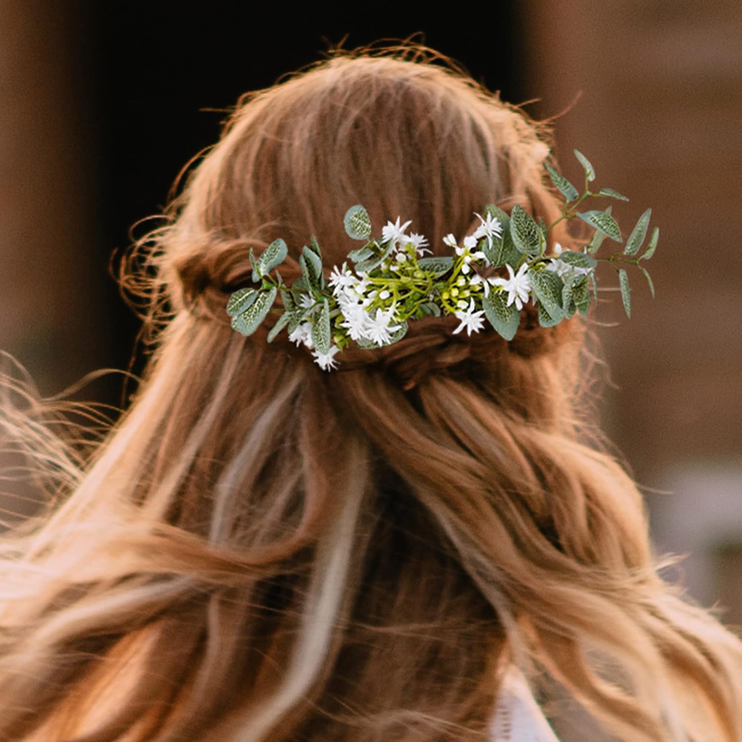 Handmade Green Flower Hair Comb - Boho Wedding Accessory