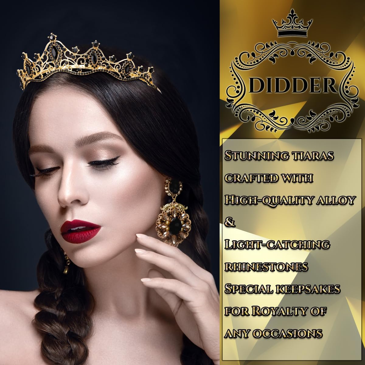 Didder Classic Crystal Tiaras Crowns for Women Girls