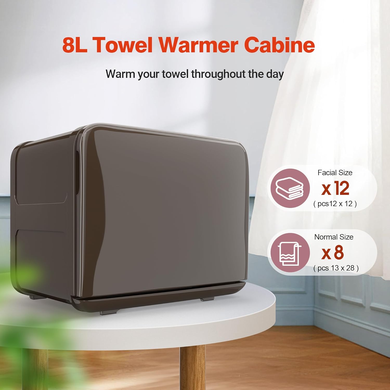 RyJaune Towel Warmer Cabinet with 12 Wet Towel Holders - Brown
