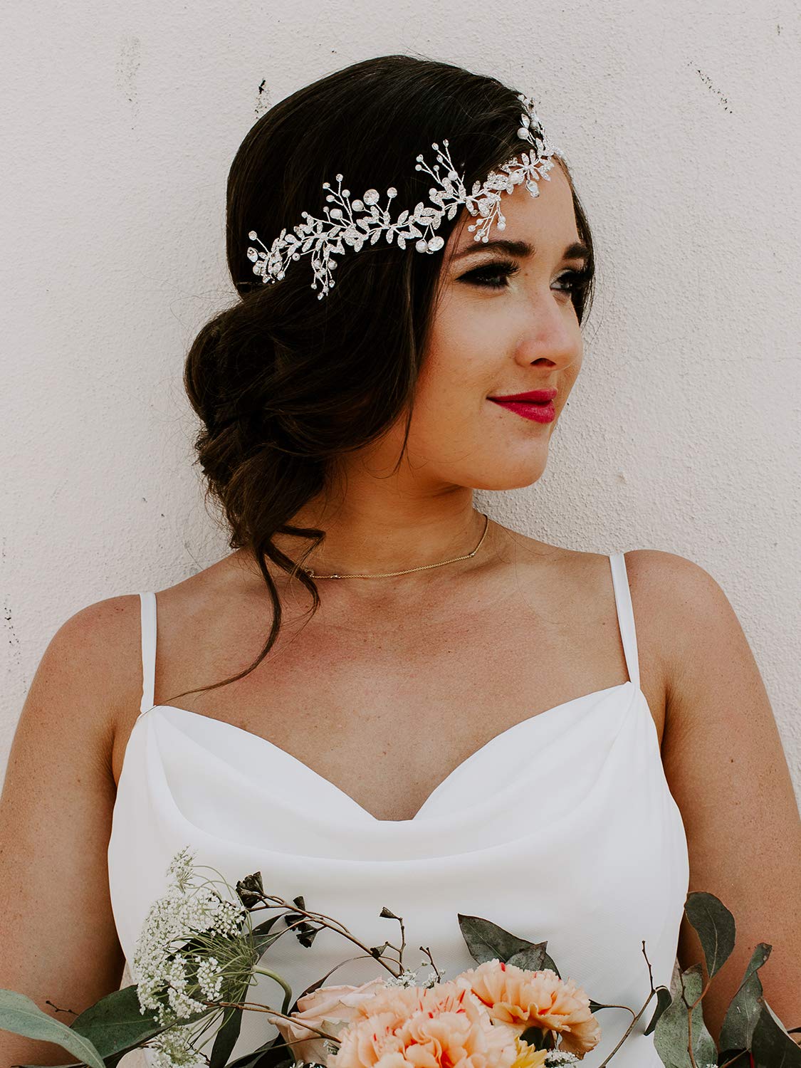 SWEETV Crystal Wedding Headband with Pearls and Rhinestones