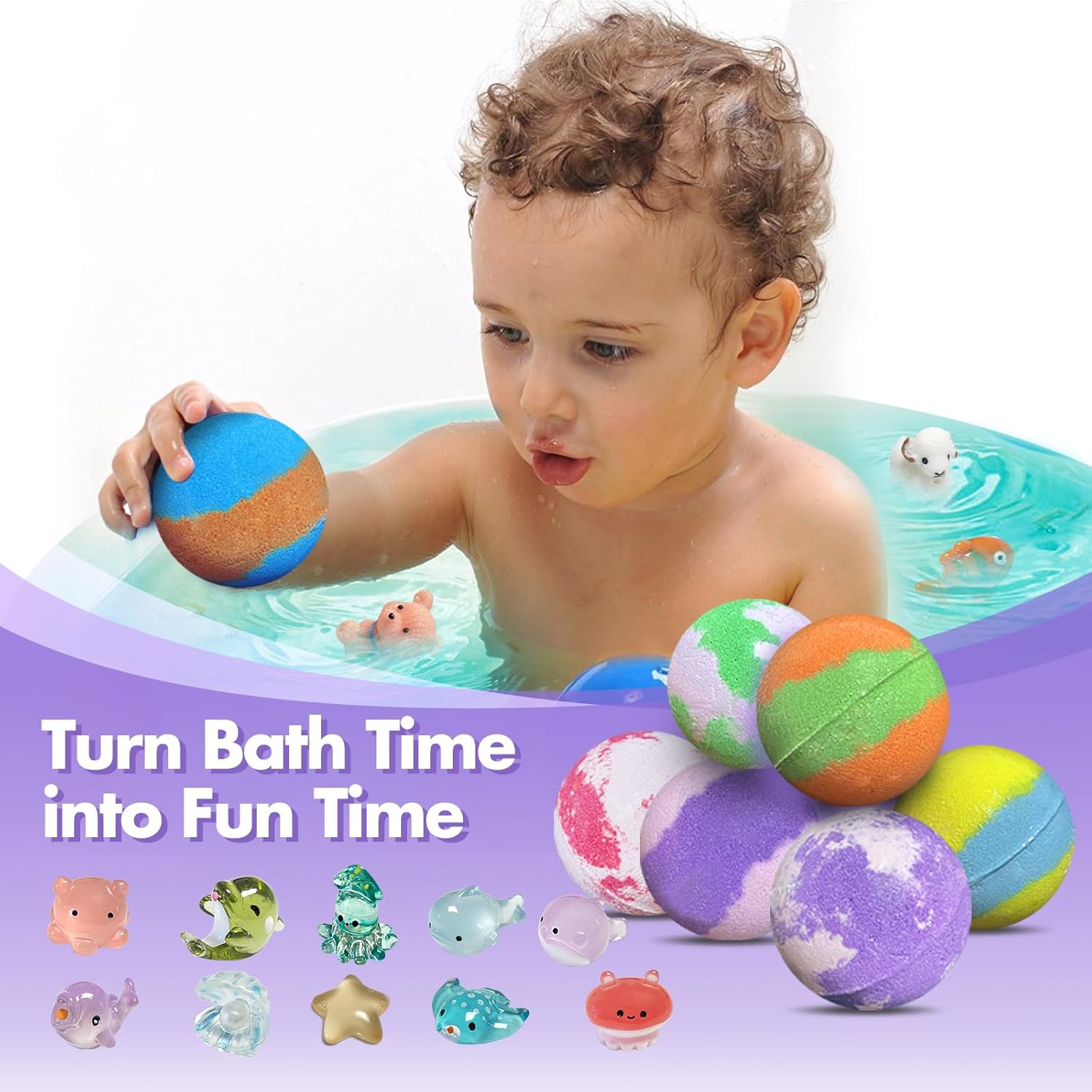 Lisotera 32 Pack Bath Bombs with Animal Toys for Kids