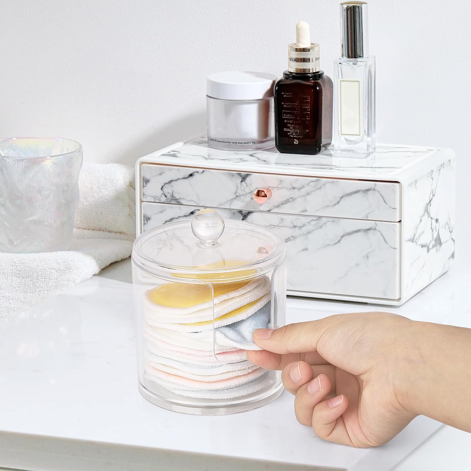 Tbestmax Clear Cotton Pads Holder with Storage