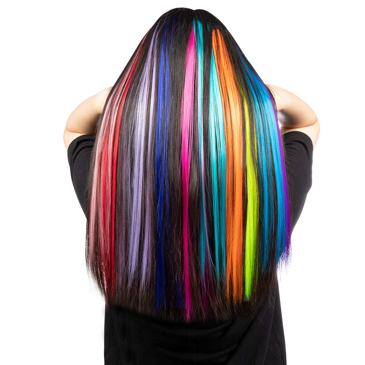 YaFex 12 Pcs Rainbow Clip In Hair Extensions