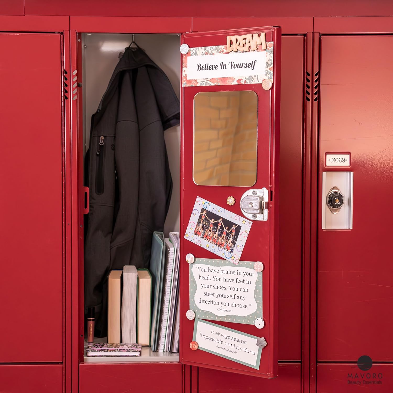 Mavoro Magnetic Locker Mirror - 7x9in Shatterproof