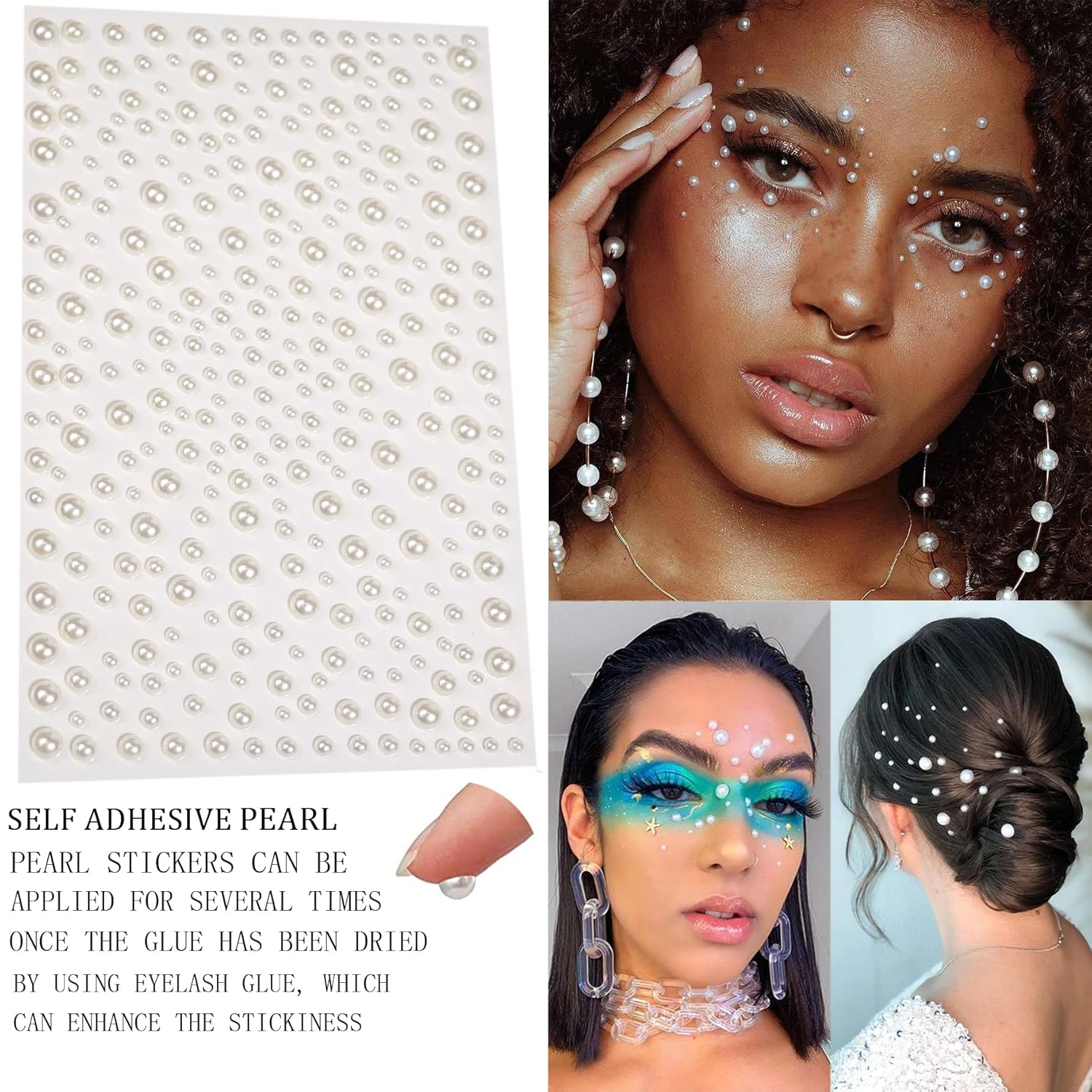1250 Pcs Self Adhesive Rainbow Face Gems for DIY Makeup