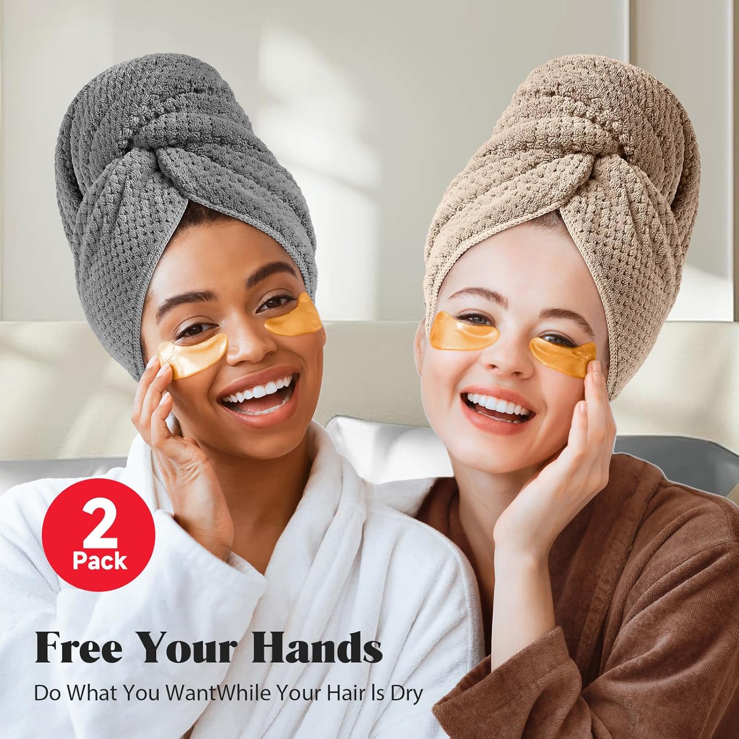 MABAO 2 Pack Microfiber Hair Towel Wrap for Women
