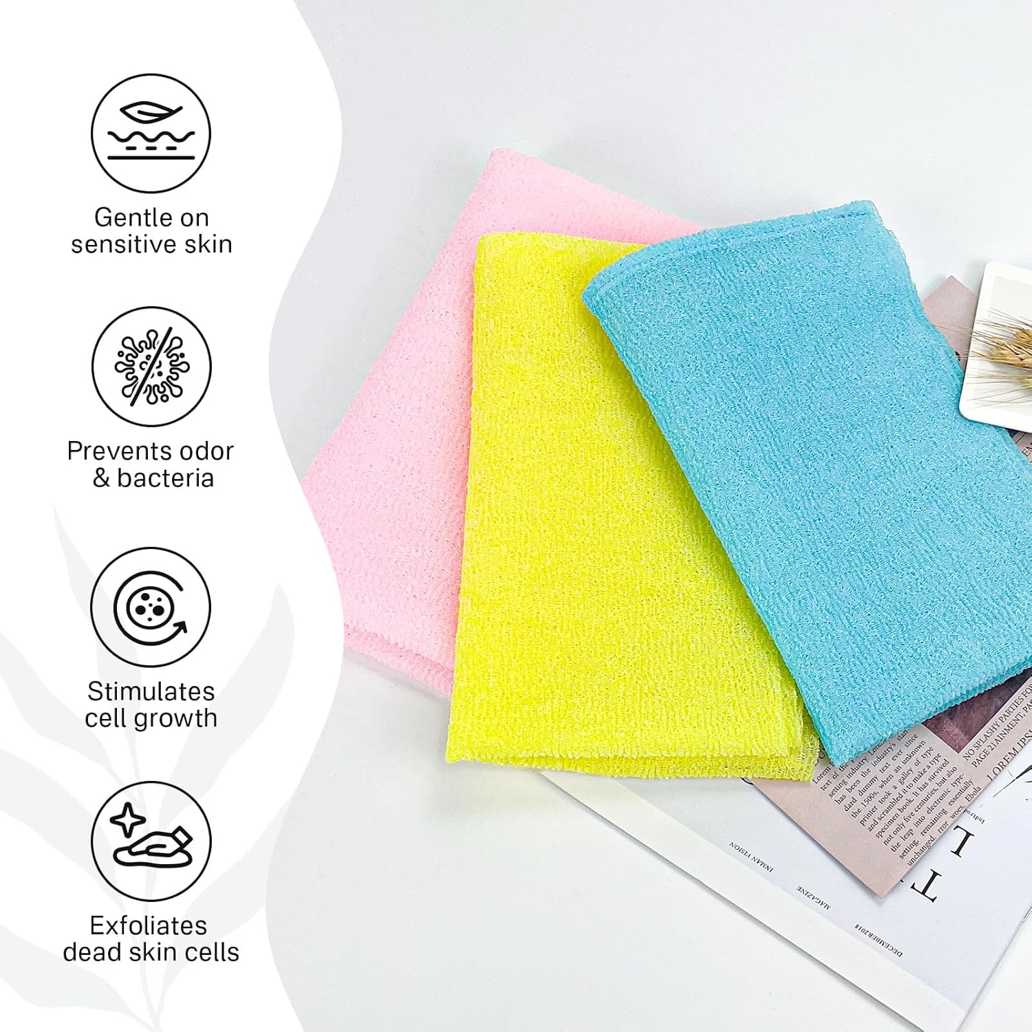 Yiclick Exfoliating Washcloth 3 Pack for Body Scrubbing