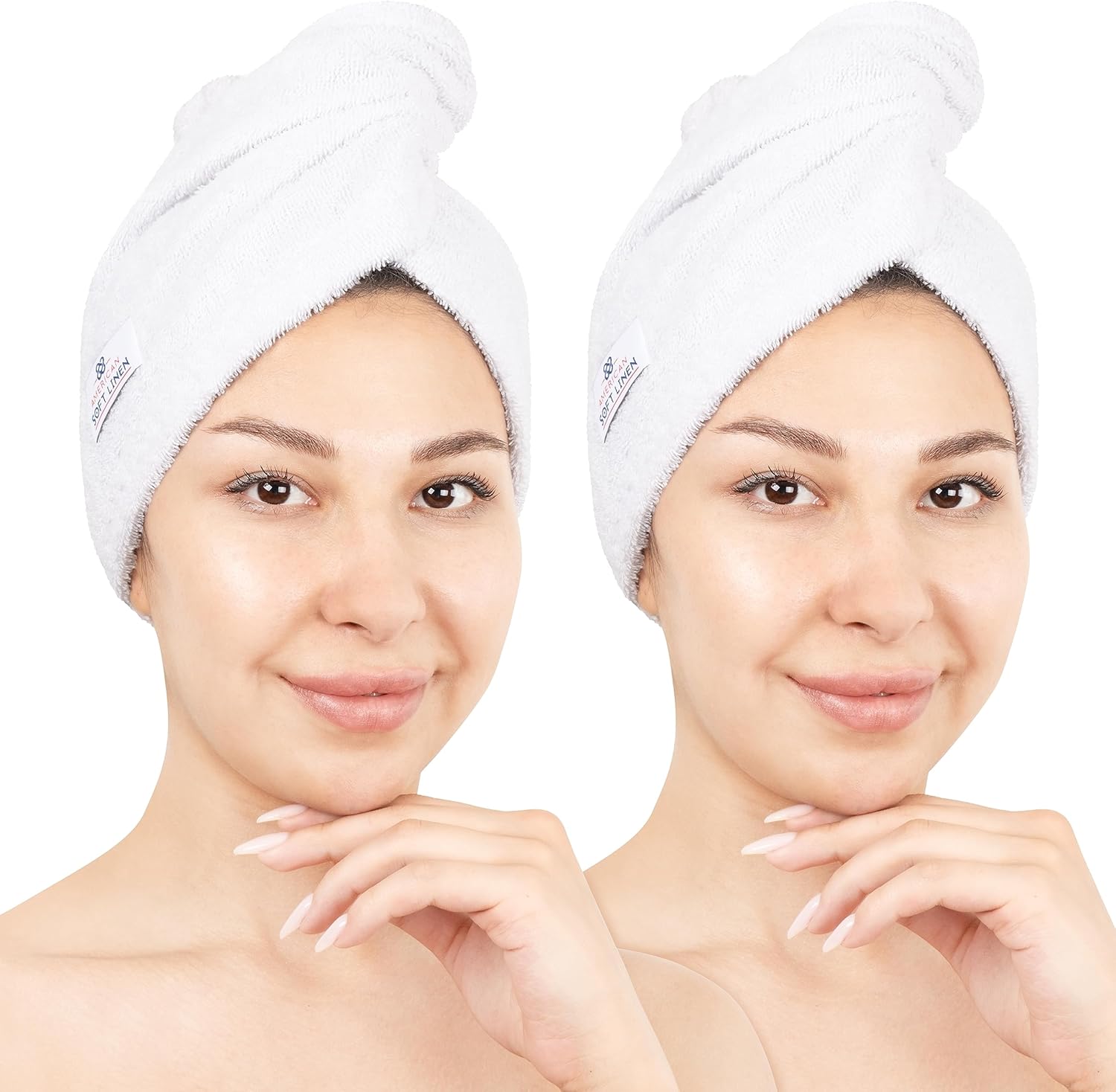 American Soft Linen 100 Cotton Hair Towels 2 Pack