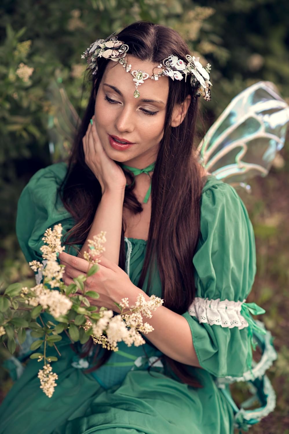 MOSTORY Elf Princess Fairy Crown Headpiece for Women Girls