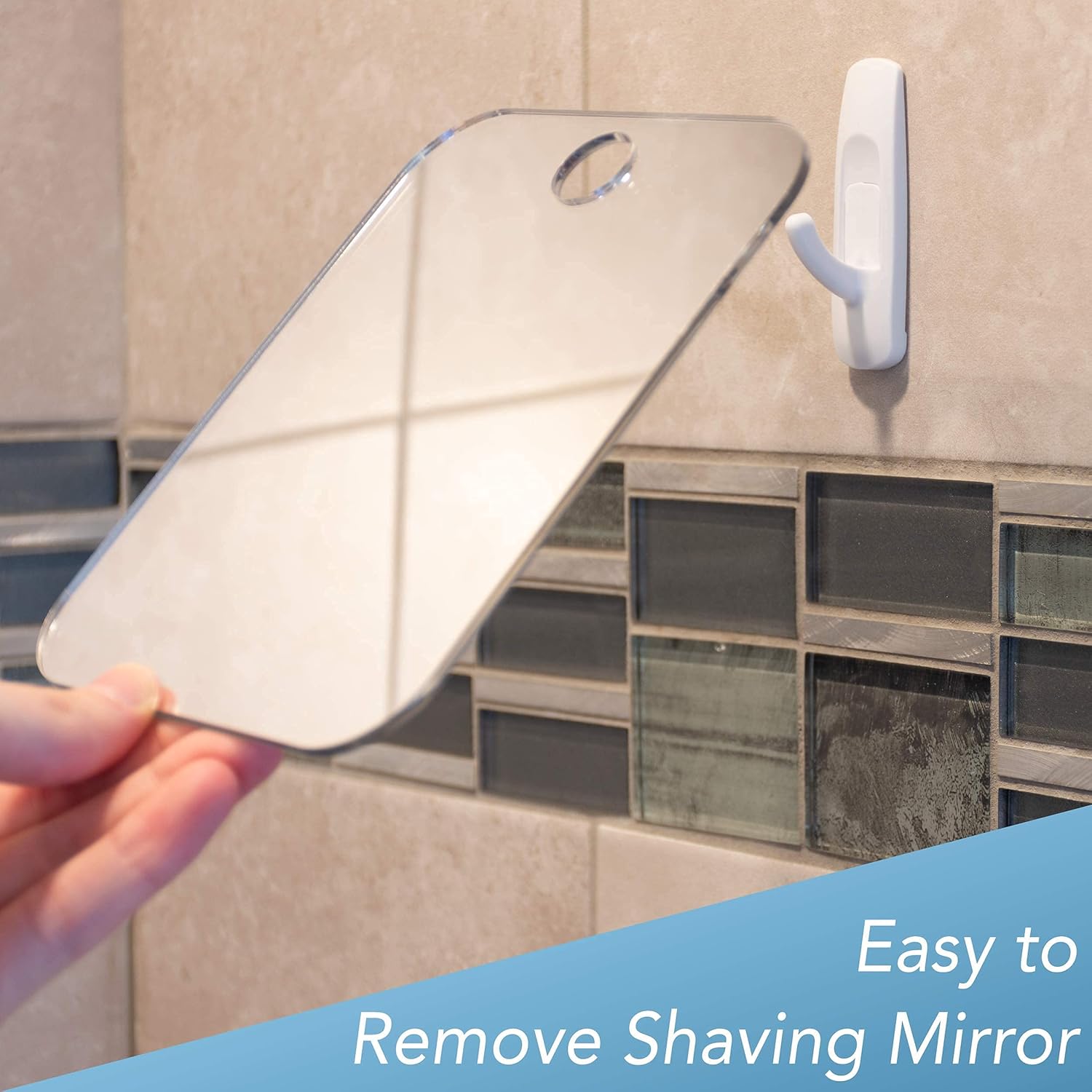 Deluxe Anti-Fog Shaving Mirror with Hook and Handheld Option 1