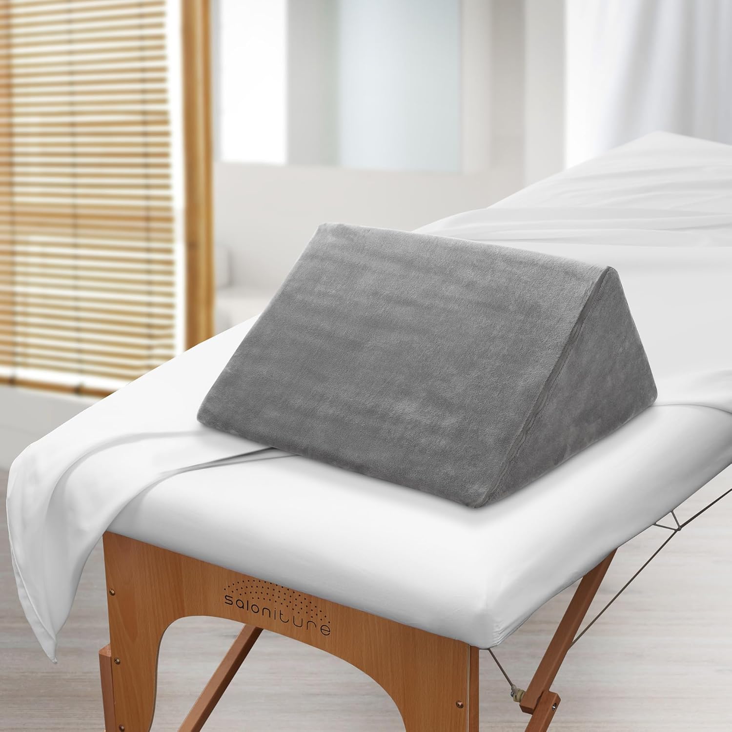Saloniture Triangle Wedge Massage Table Bolster Pillow - Gray Velour