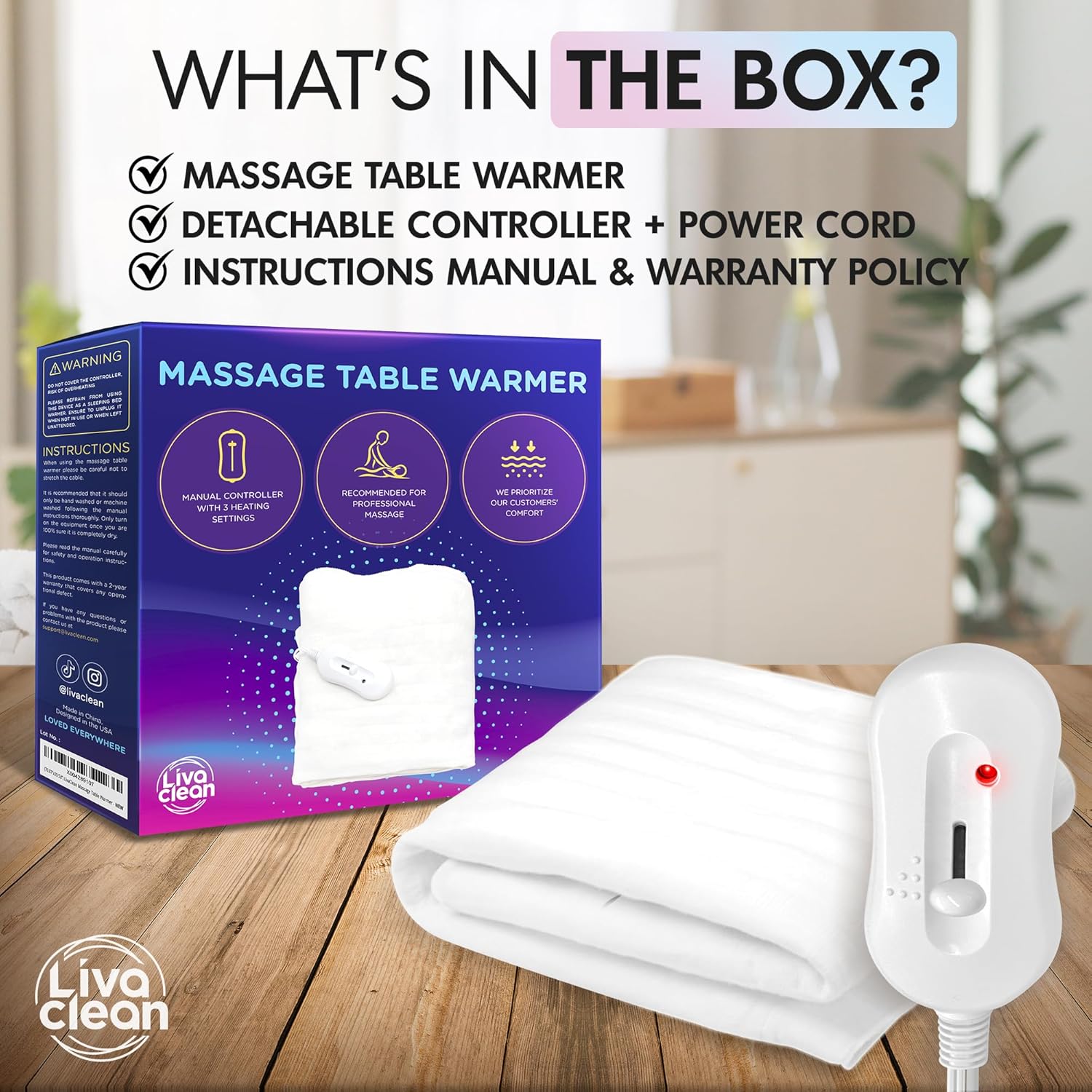 LivaClean Massage Table Warmer with 3 Settings