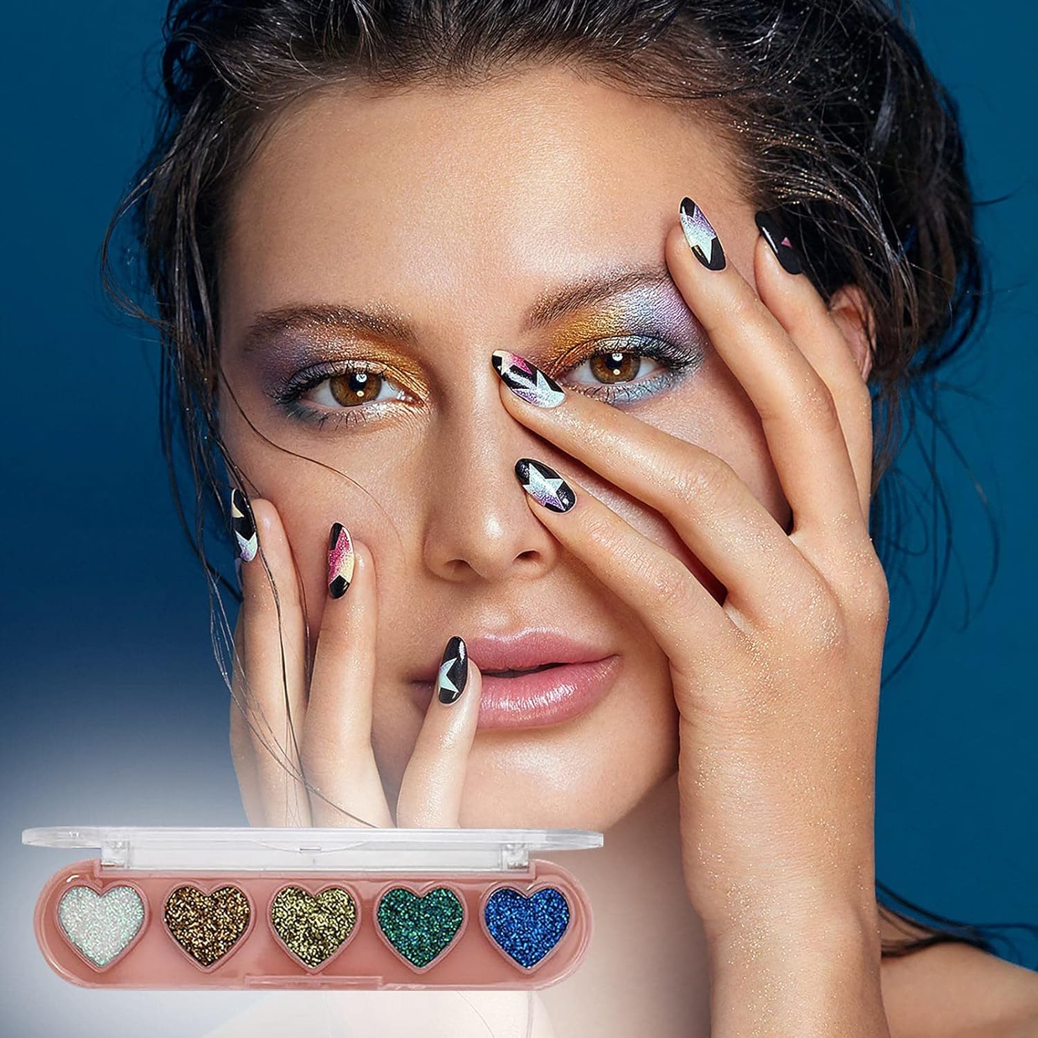 SWEETSHION Eye Shadow Baking Powder Sequins Pencil Box