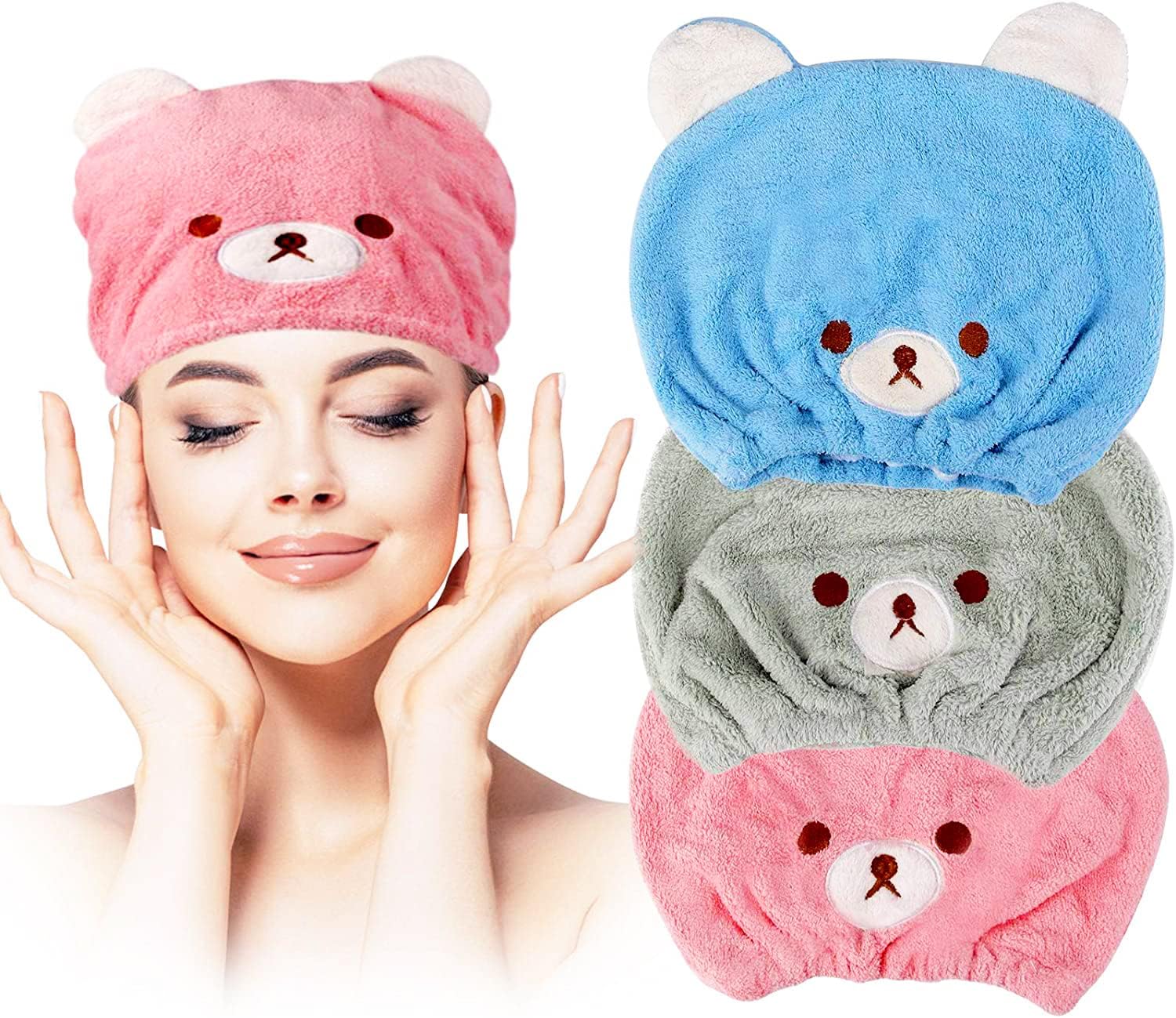 Lamoutor 3Pcs Hair Drying Towel for Kids