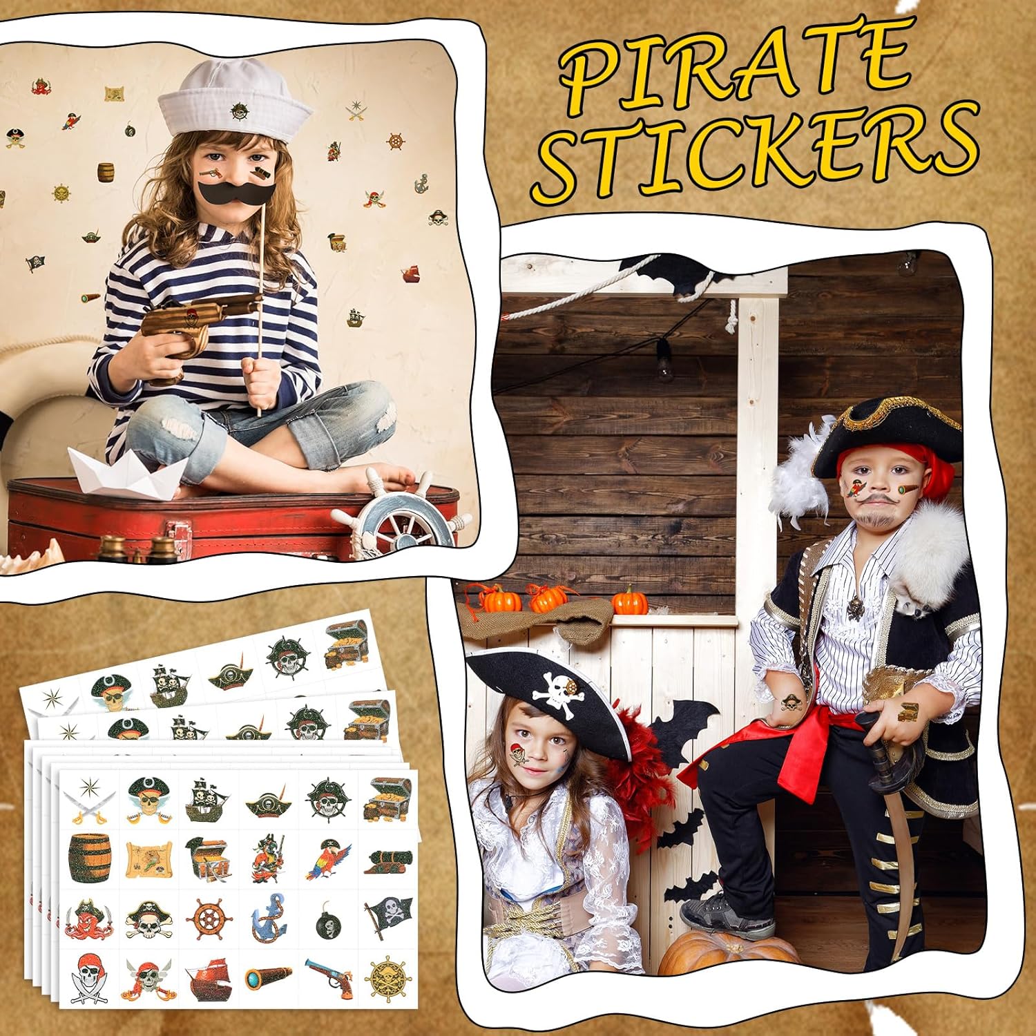 Landhoow Pirate Glitter Temporary Tattoos 240 Pcs