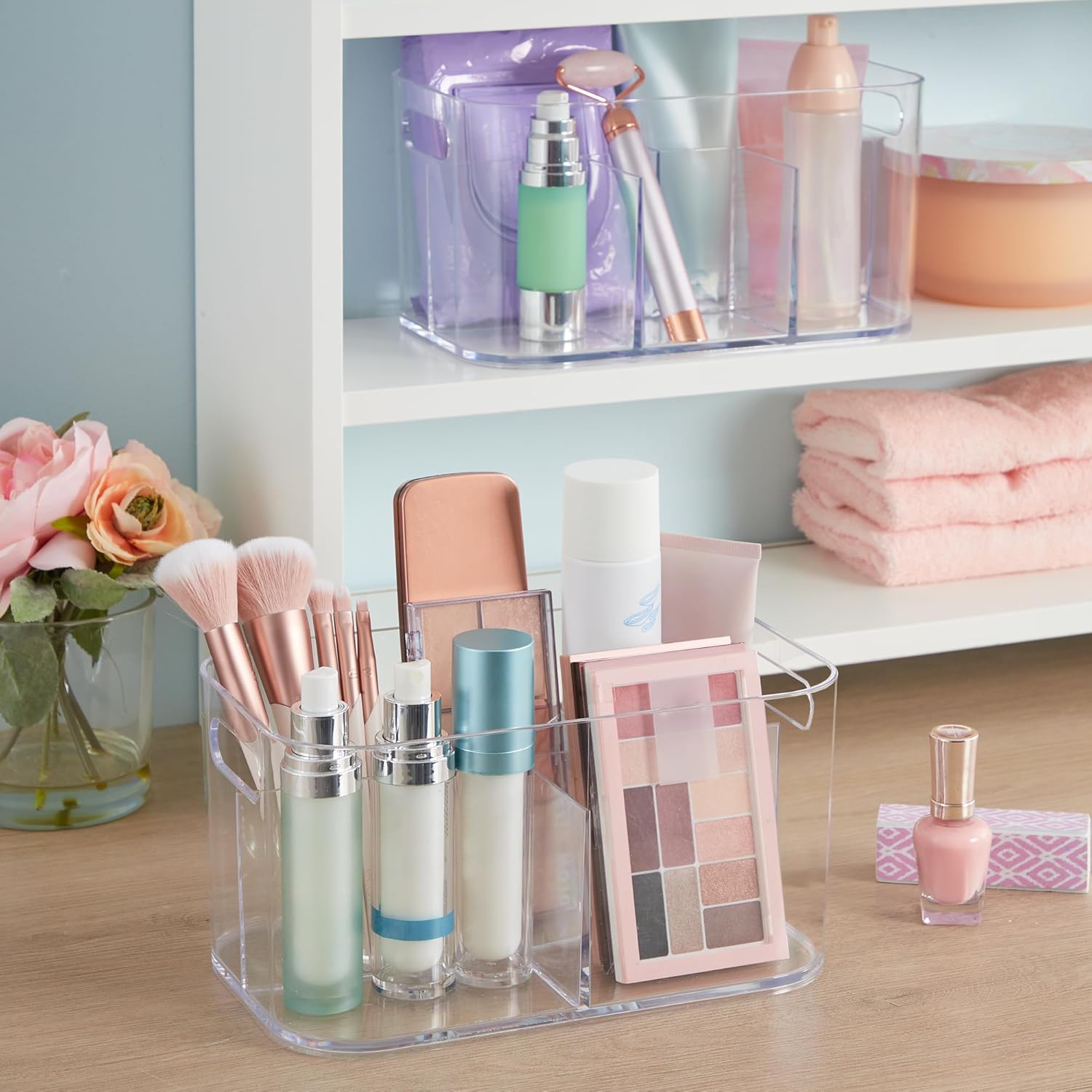 STORi Bliss 5-Compartment Makeup Organizer Clear Plastic Rectangular BPA-Free USA Made