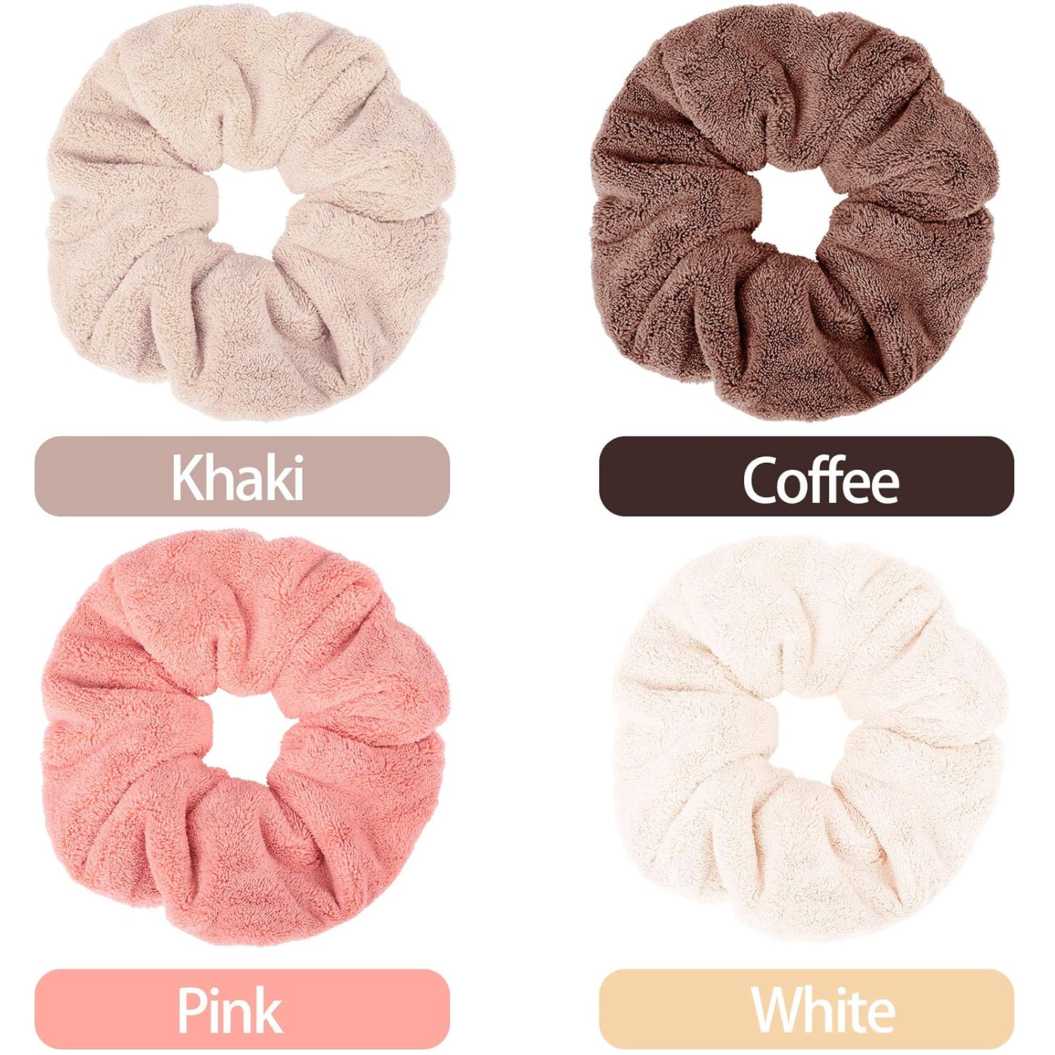 WILLBOND 4-Piece Bright Microfiber Scrunchies