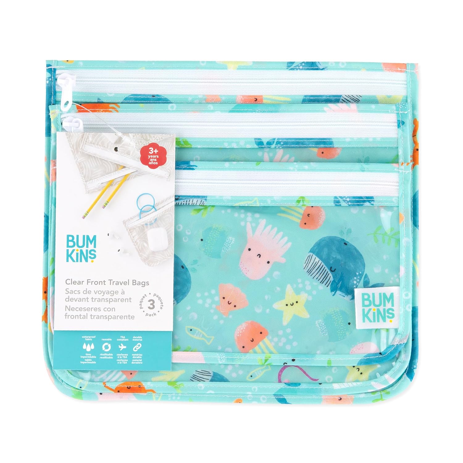 Bumkins Travel Bag Set of 3 Sizes Ocean Life Blue 1