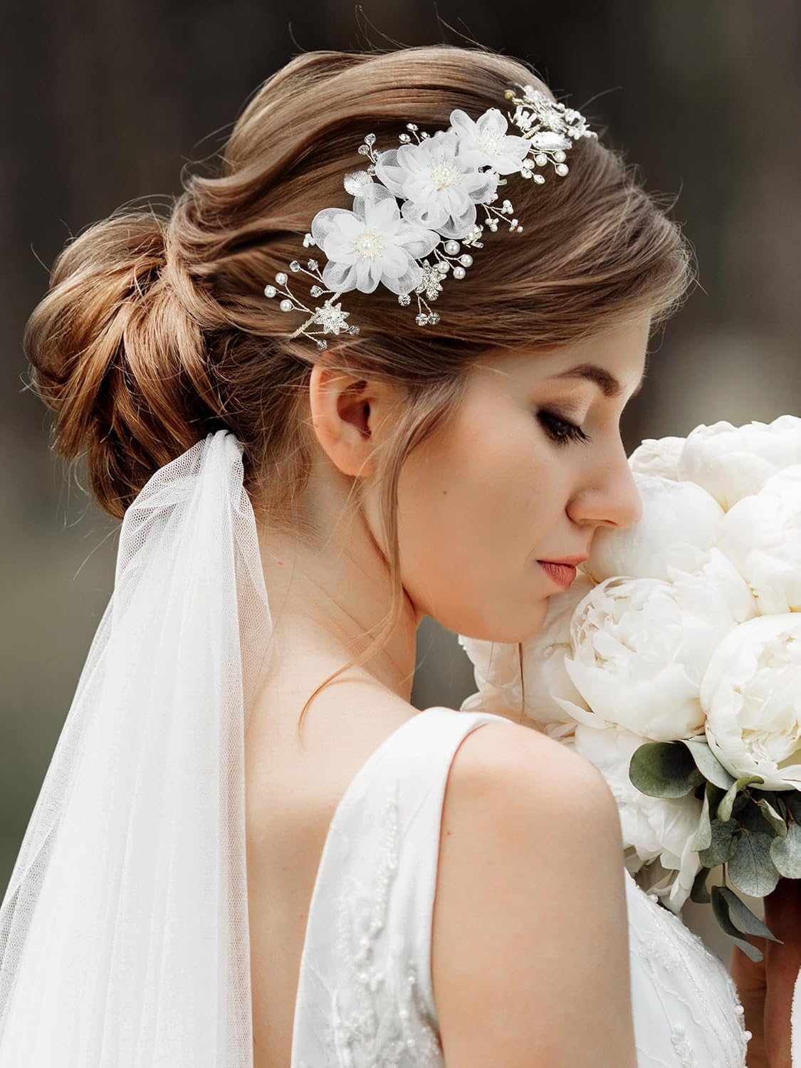 SWEETV Silver Rhinestone Wedding Headband for Bride
